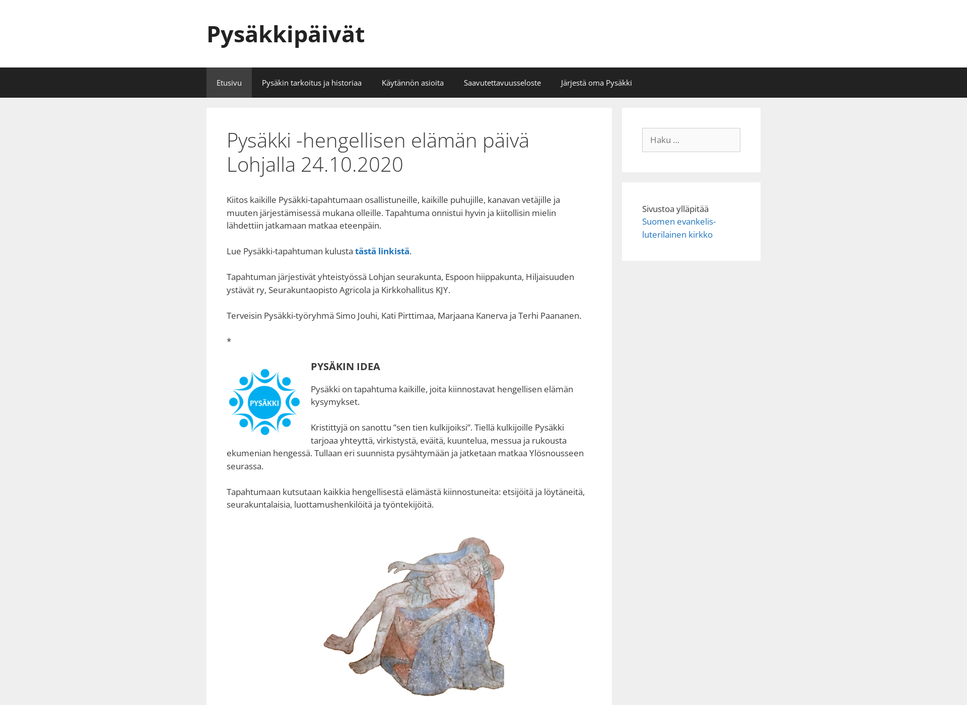 Skärmdump för pysakkipaivat.fi