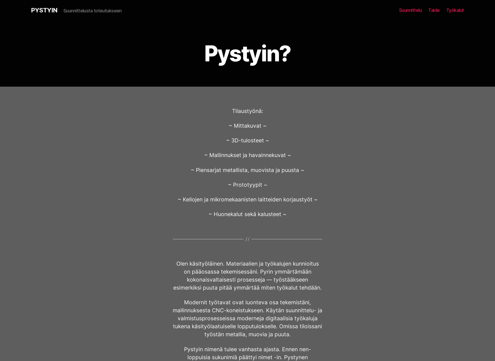 Skärmdump för pystyin.fi