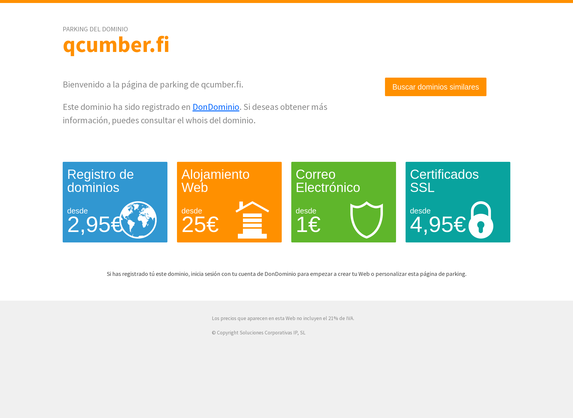Skärmdump för qcumber.fi