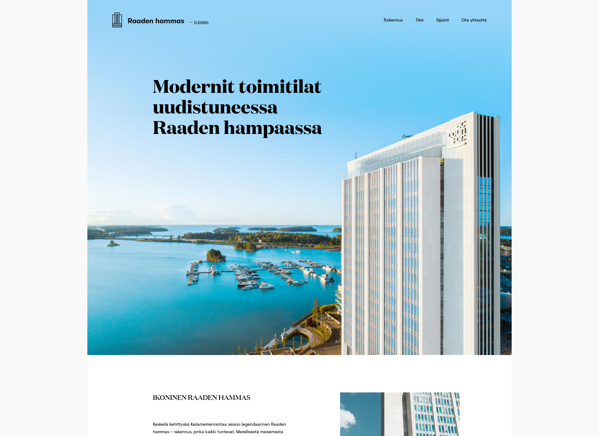 Skärmdump för raadenhammas.fi