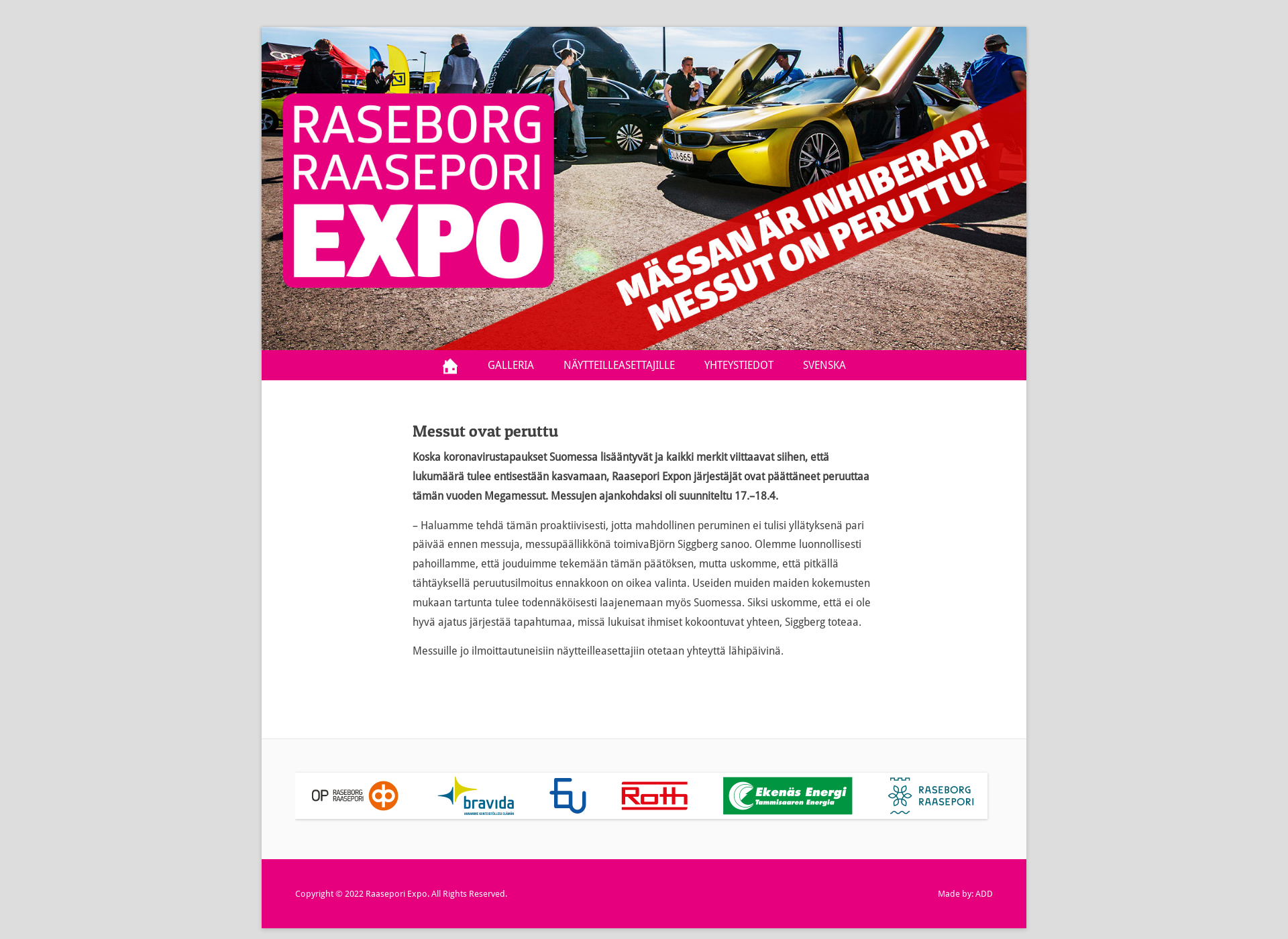 Skärmdump för raaseporiexpo.fi