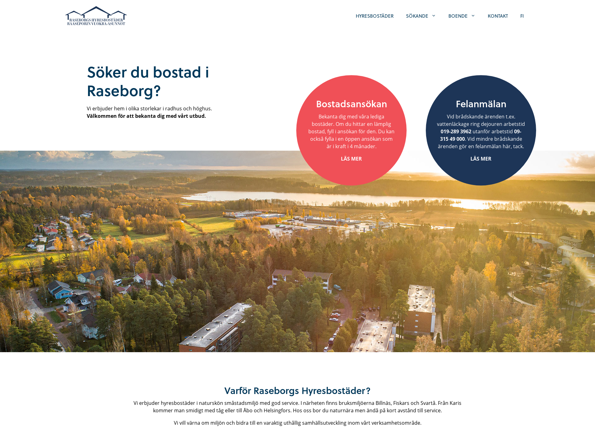Skärmdump för raaseporinvuokraasunnot.fi