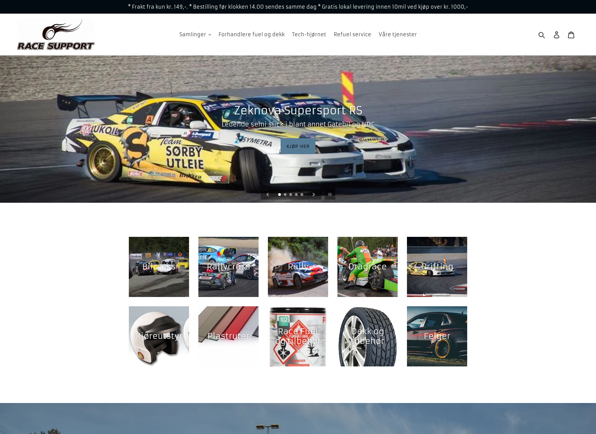 Skärmdump för racesupport.fi
