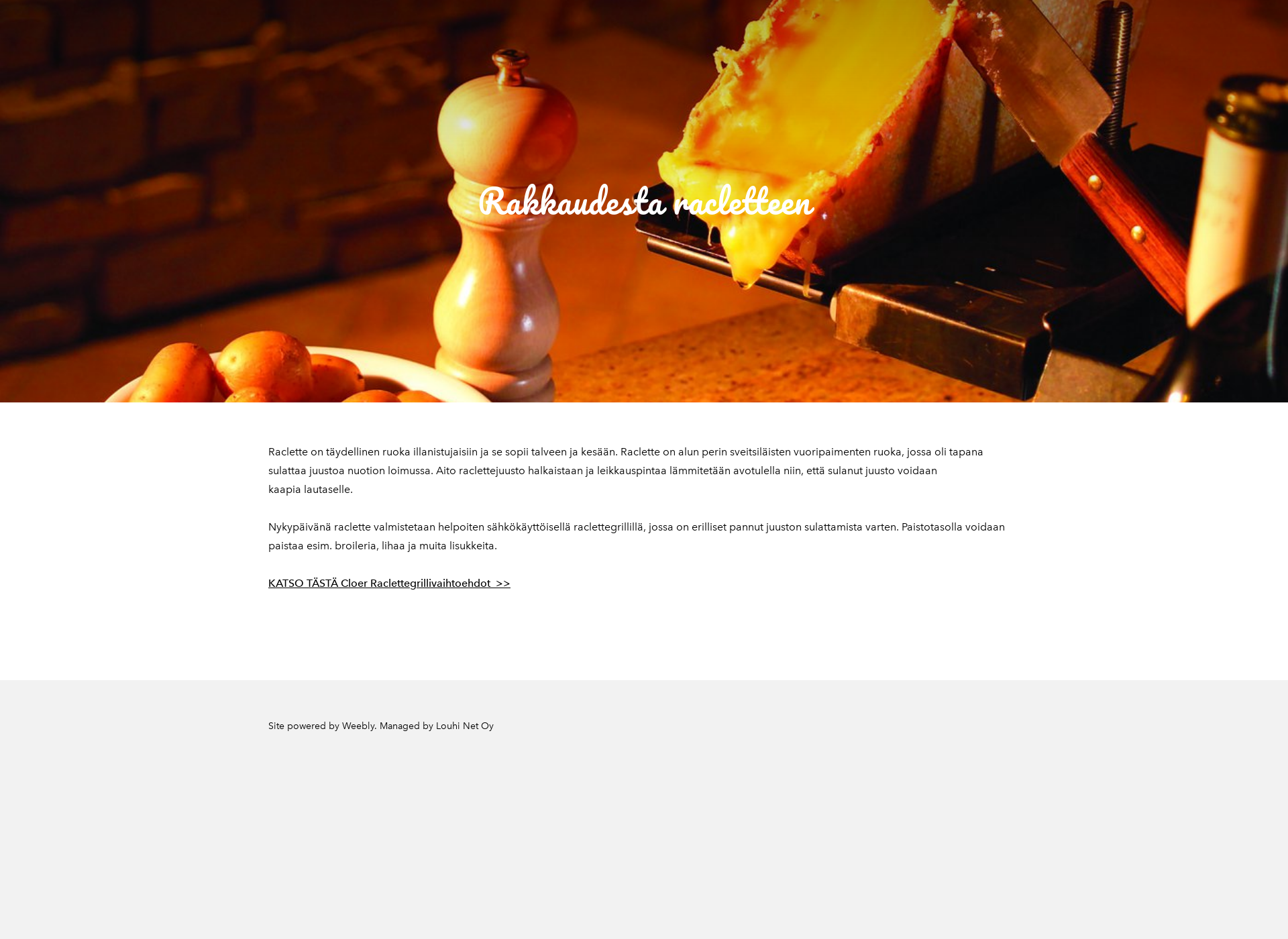 Skärmdump för raclette.fi
