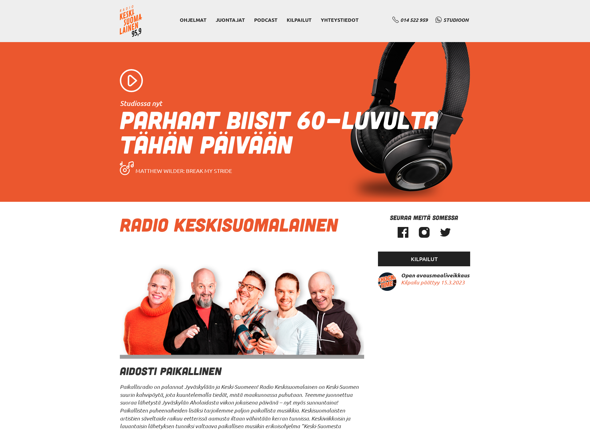 Skärmdump för radiokeskisuomalainen.fi