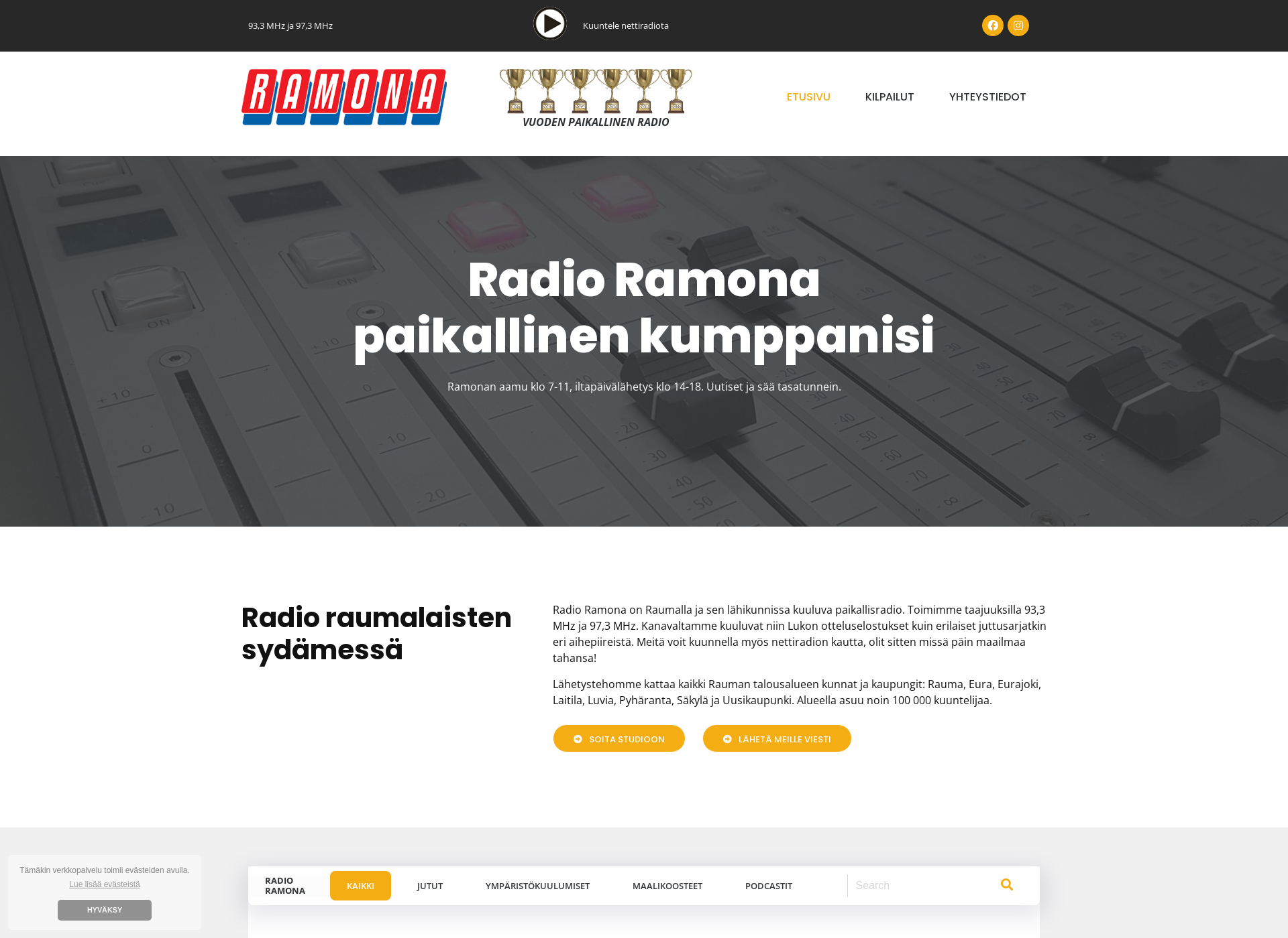 Skärmdump för radioramona.fi