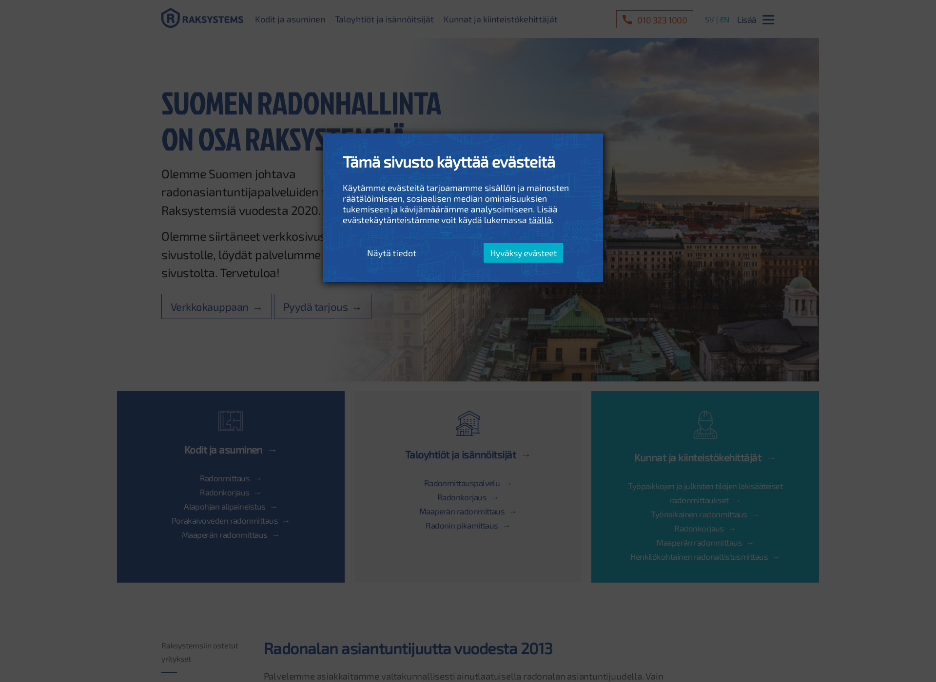 Skärmdump för radonremontti.fi