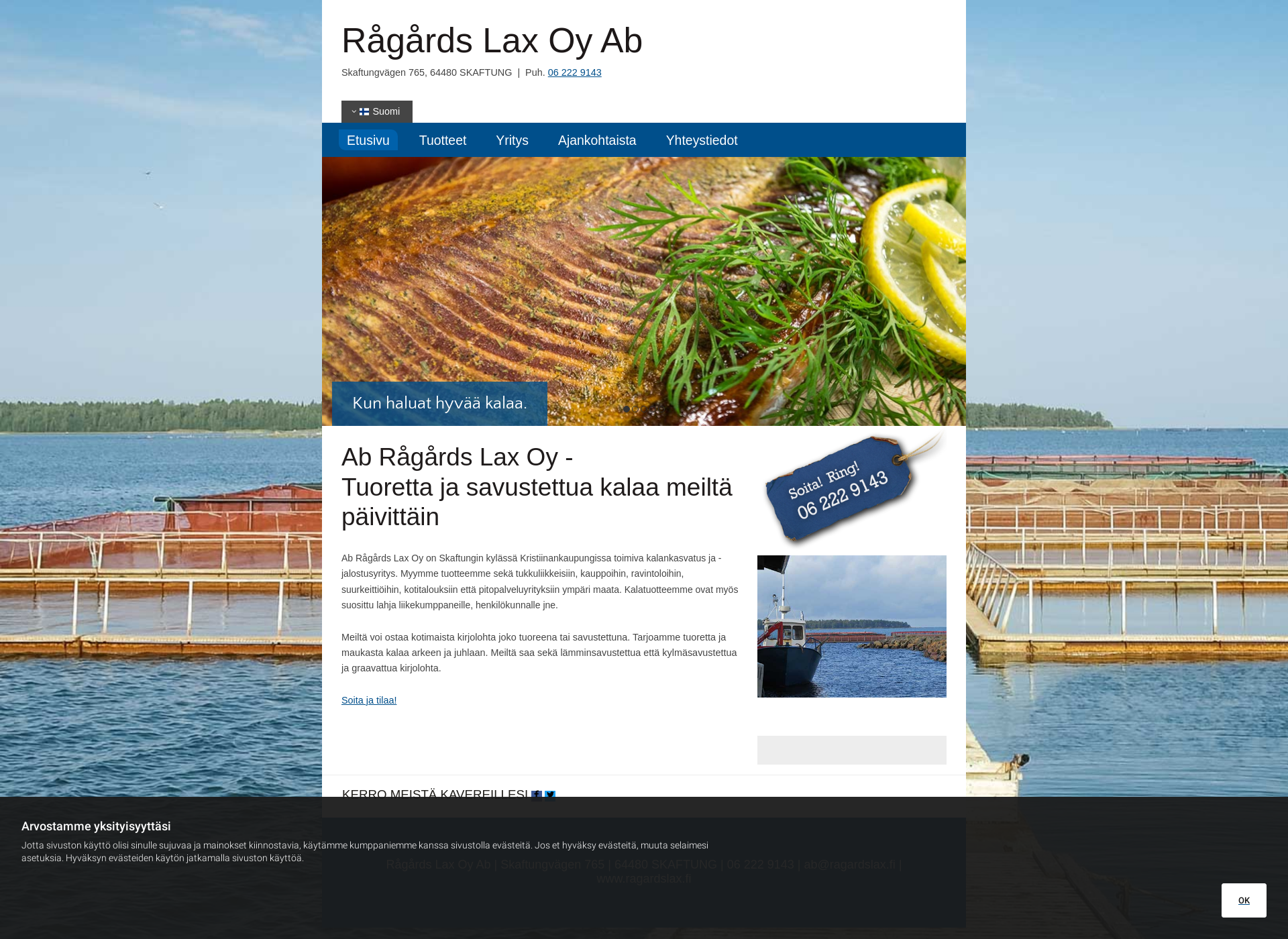 Skärmdump för ragardslax.fi