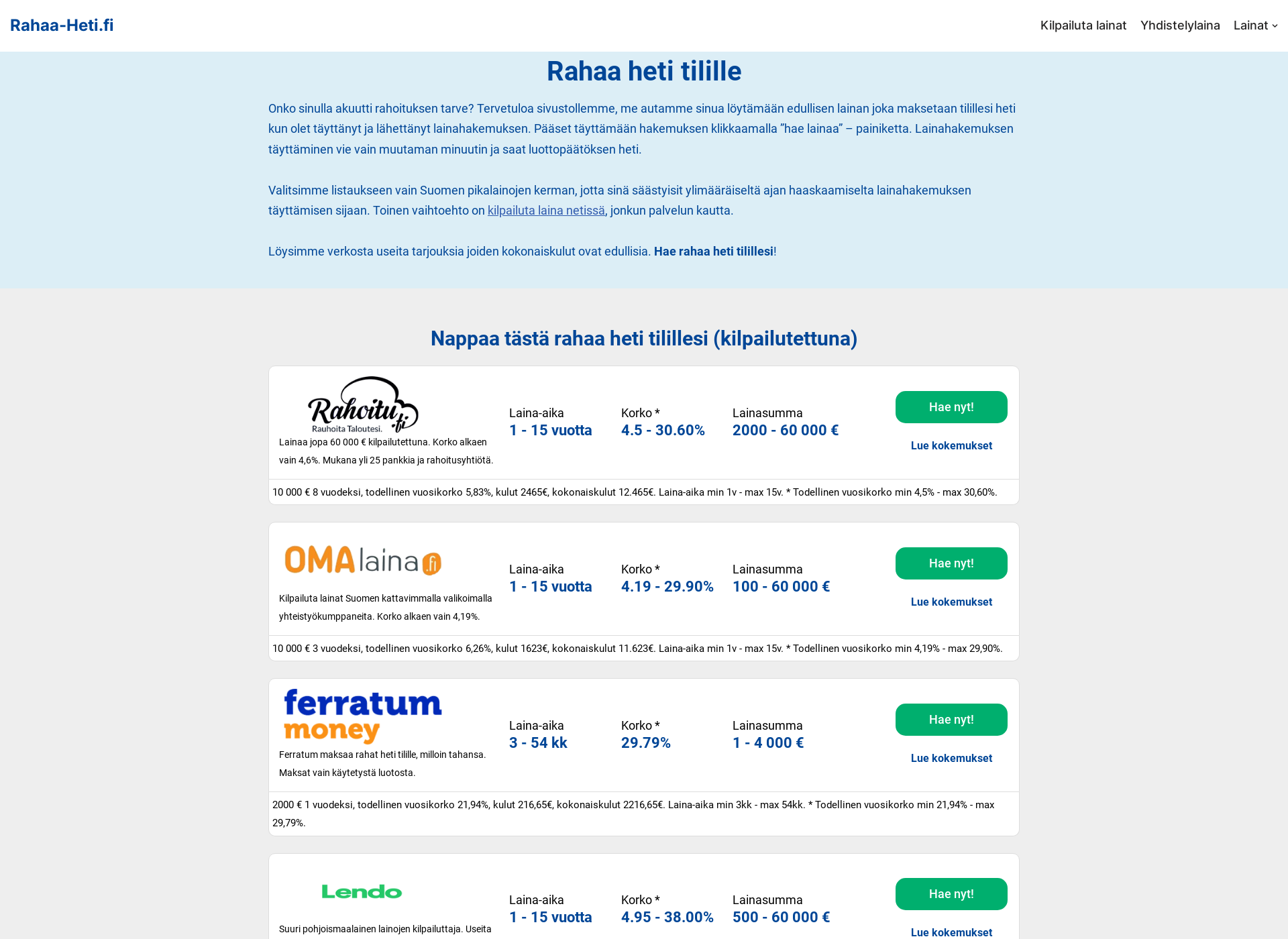 Screenshot for rahaa-heti.fi