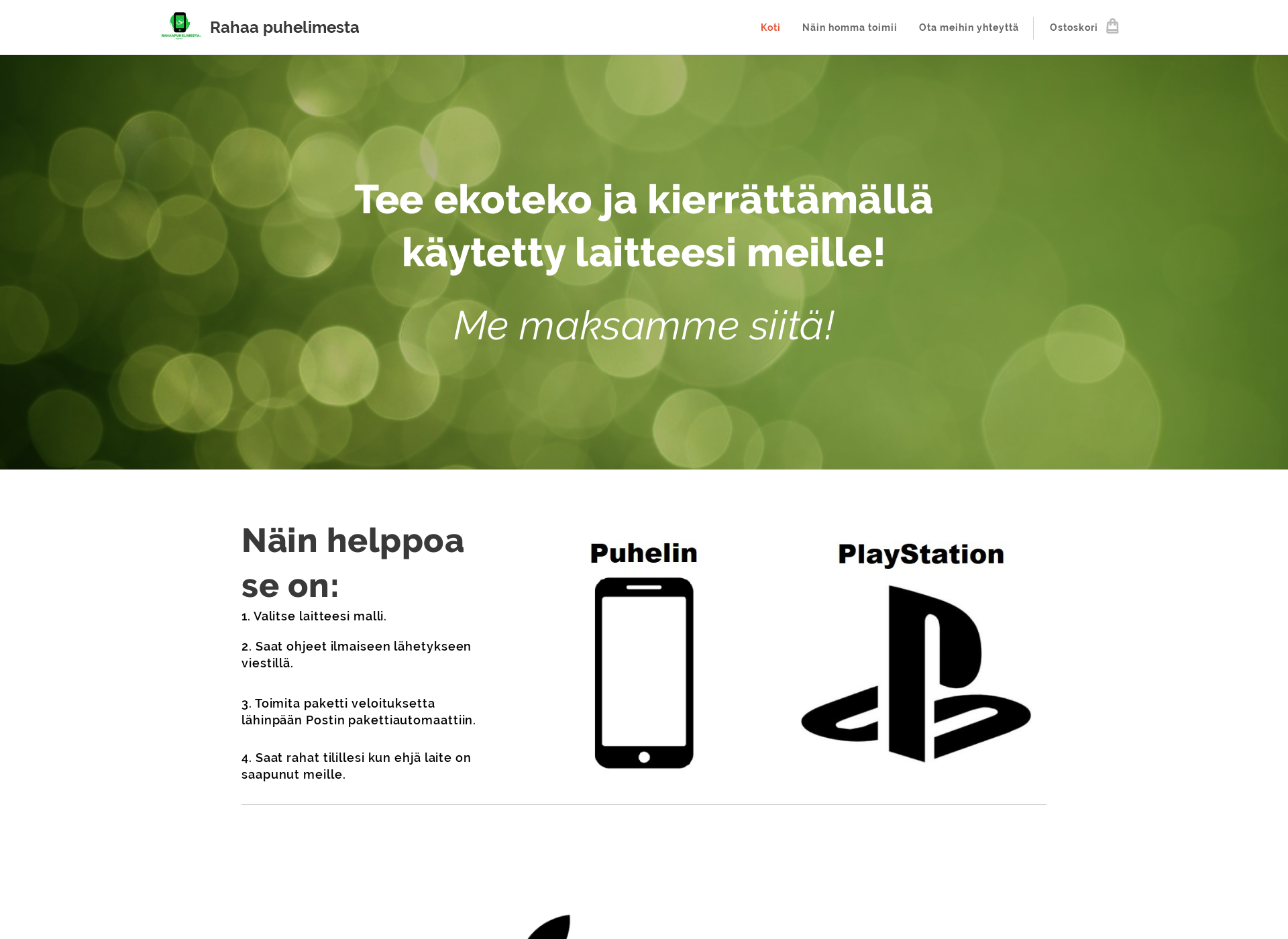 Näyttökuva rahaapuhelimesta.fi