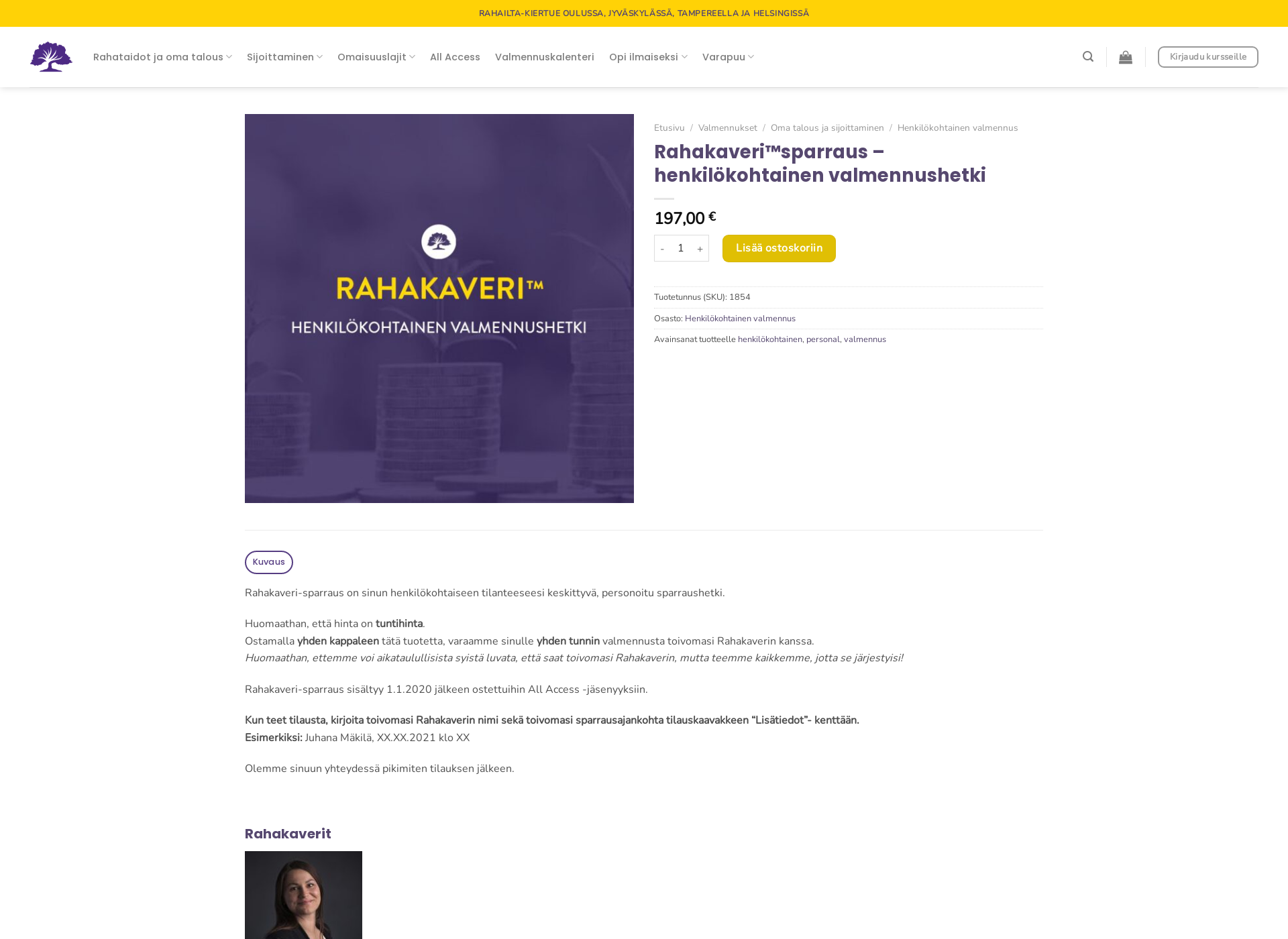 Screenshot for rahavalmentaja.fi