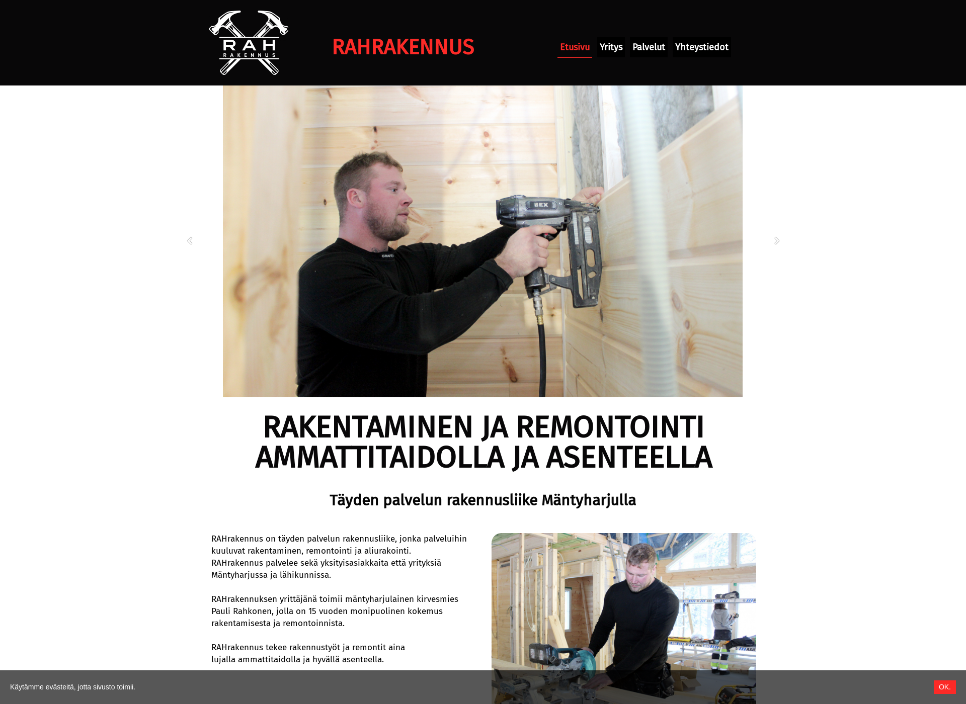Skärmdump för rahrakennus.fi