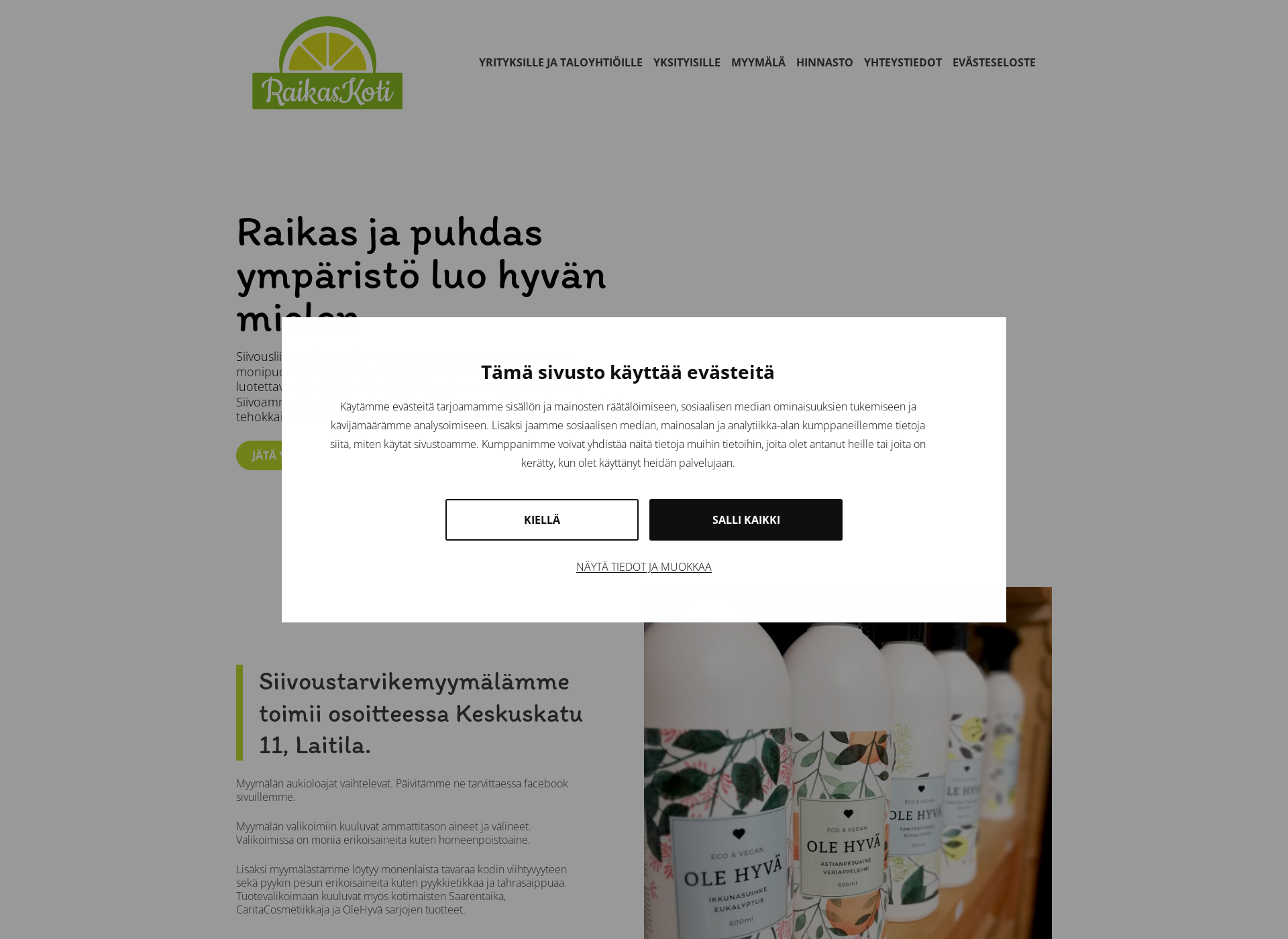 Skärmdump för raikaskotisiivous.fi