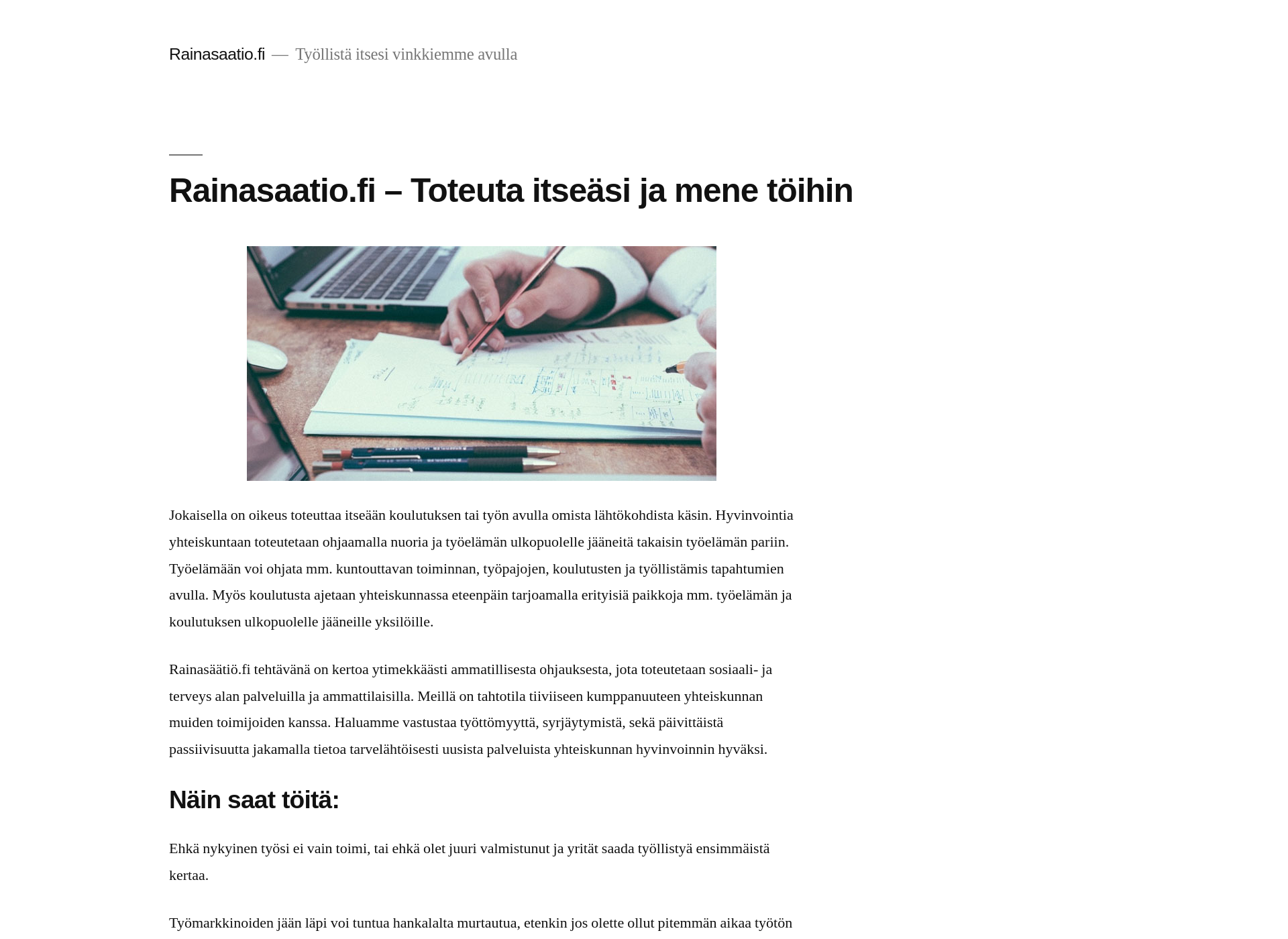 Skärmdump för rainasaatio.fi
