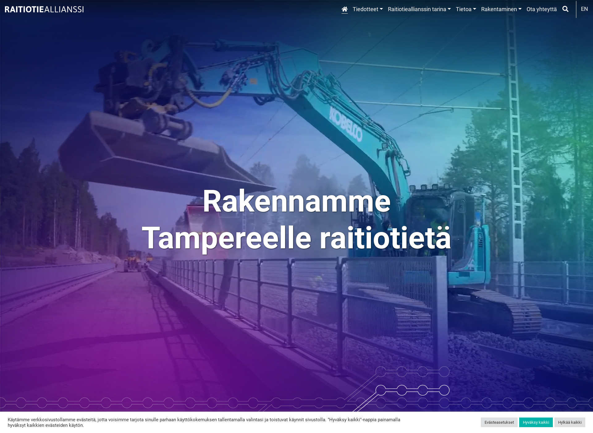 Skärmdump för raitiotieallianssi.fi