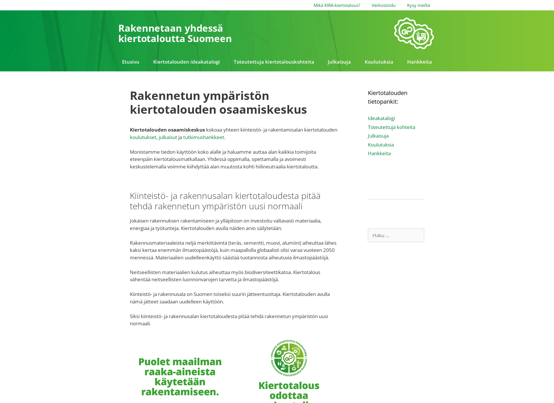 Skärmdump för rakennakiertotaloutta.fi