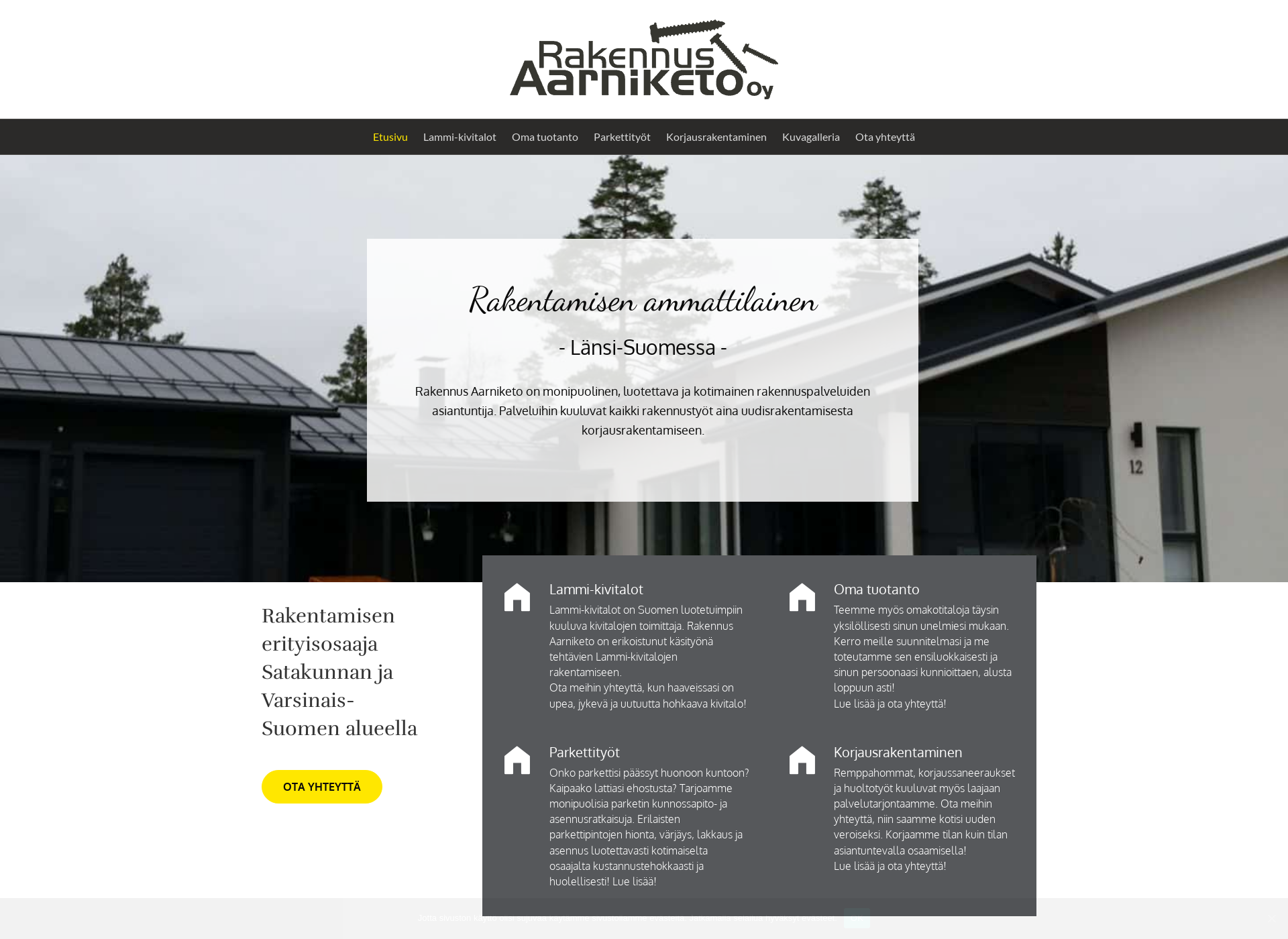 Skärmdump för rakennusaarniketo.fi