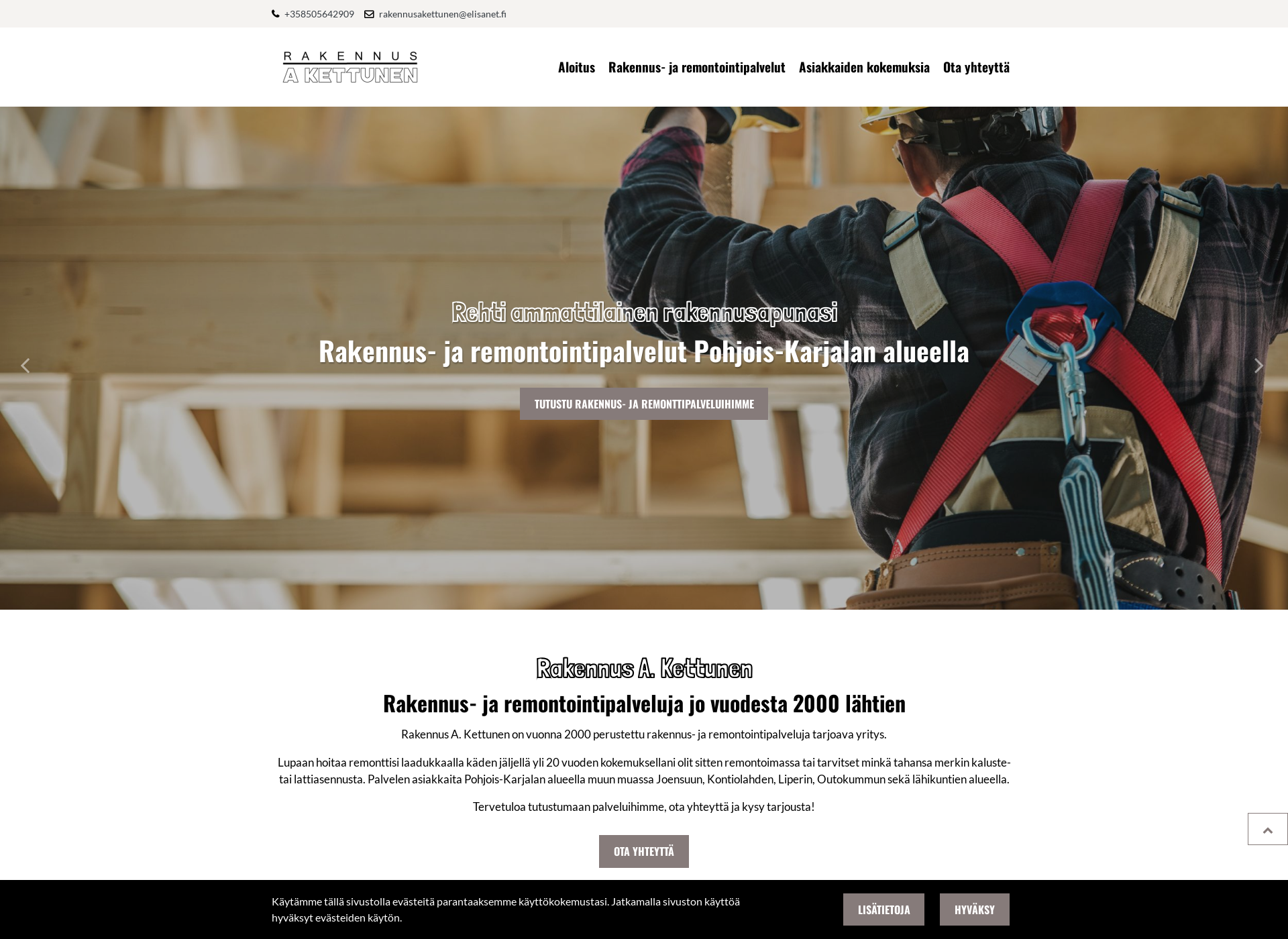 Skärmdump för rakennusakettunen.fi