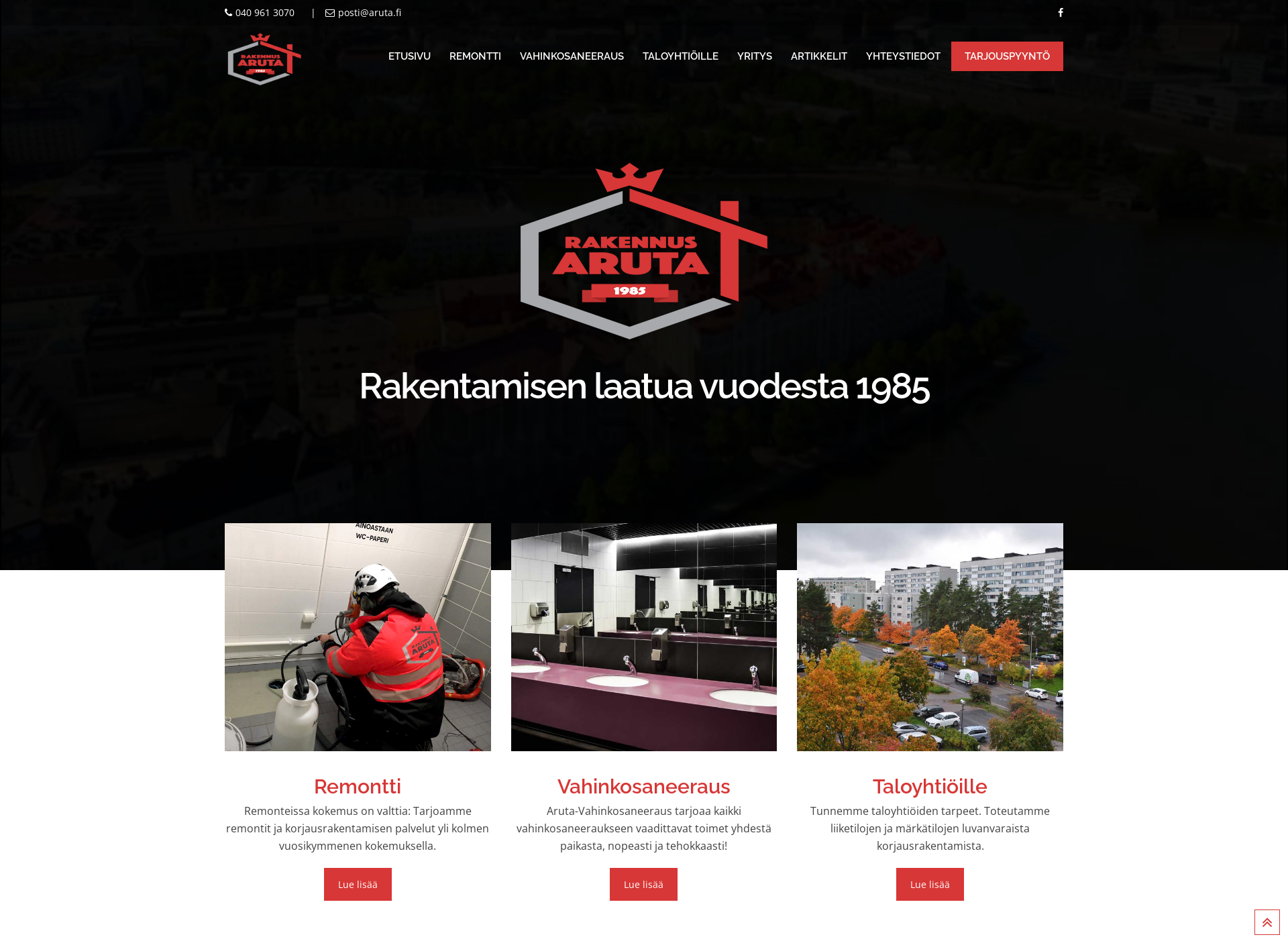 Skärmdump för rakennusaruta.fi
