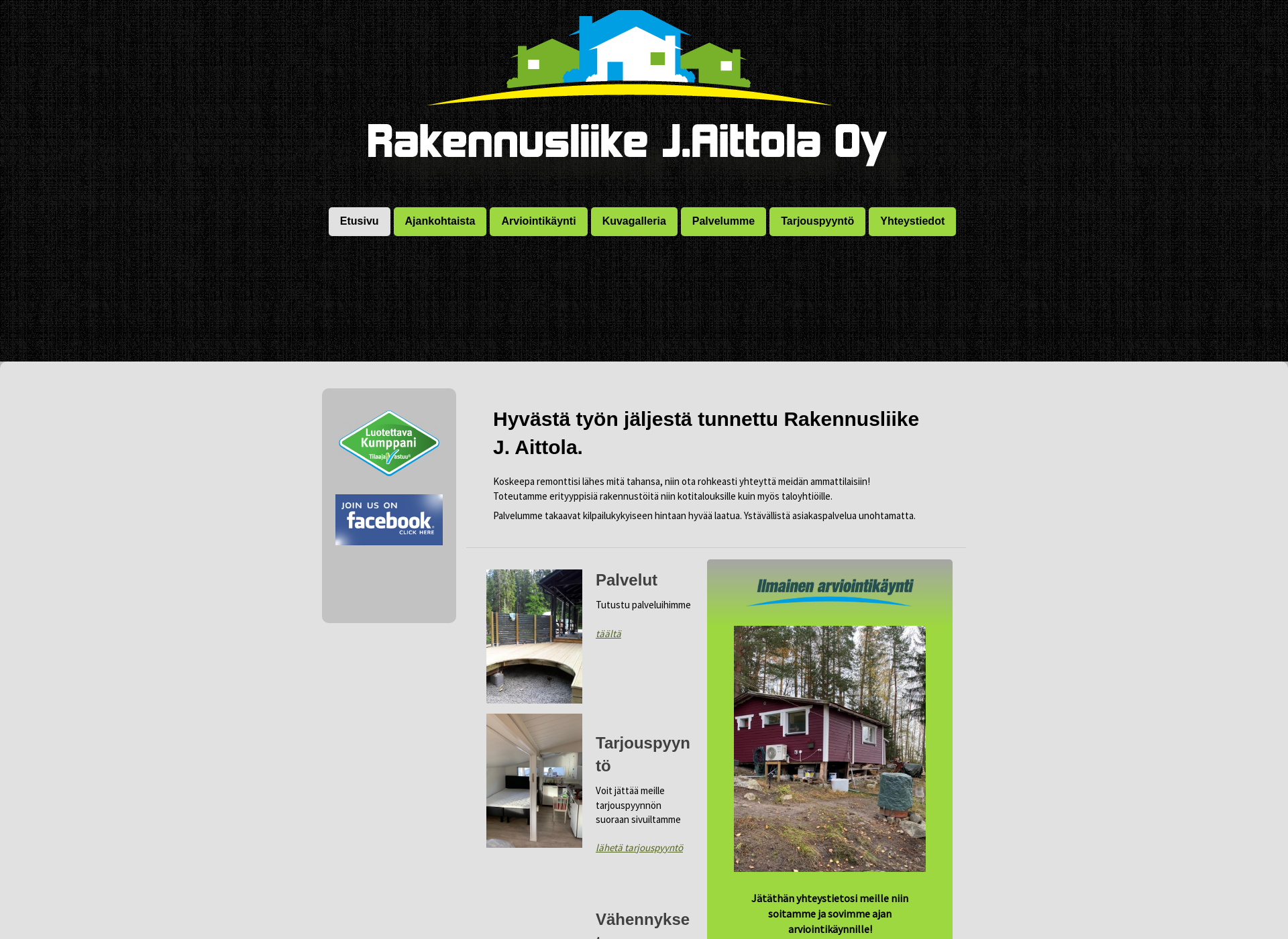 Skärmdump för rakennusjaittola.fi