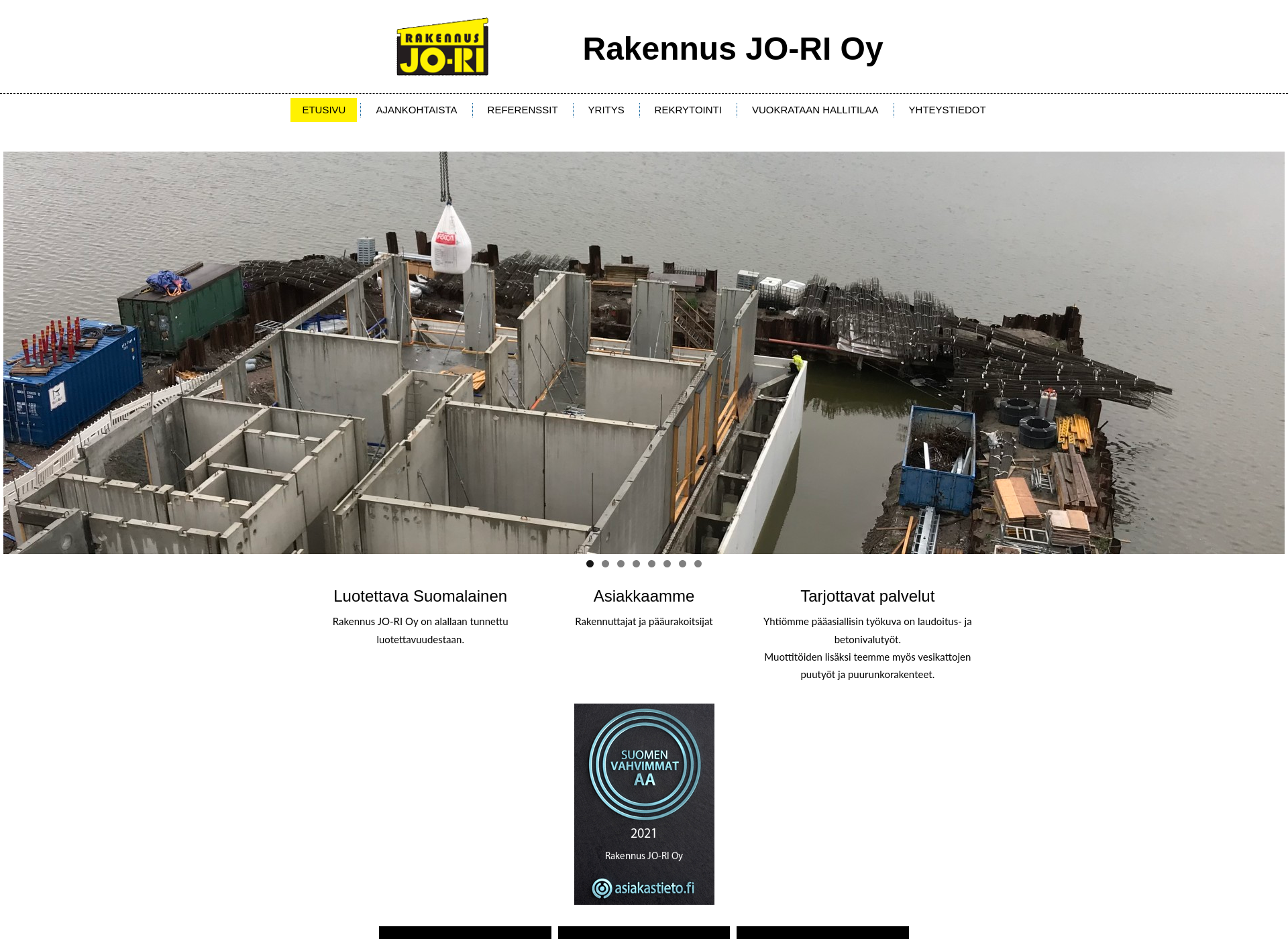 Skärmdump för rakennusjori.fi