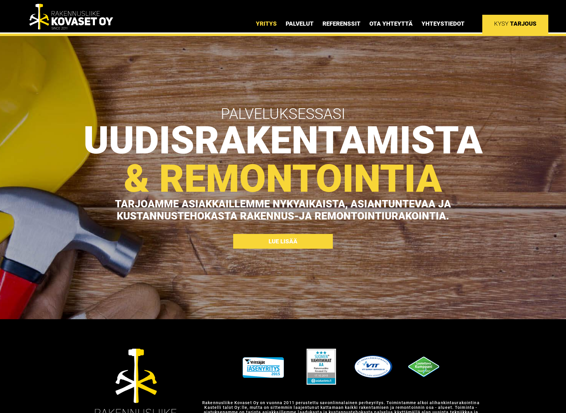 Skärmdump för rakennusliikekovaset.fi