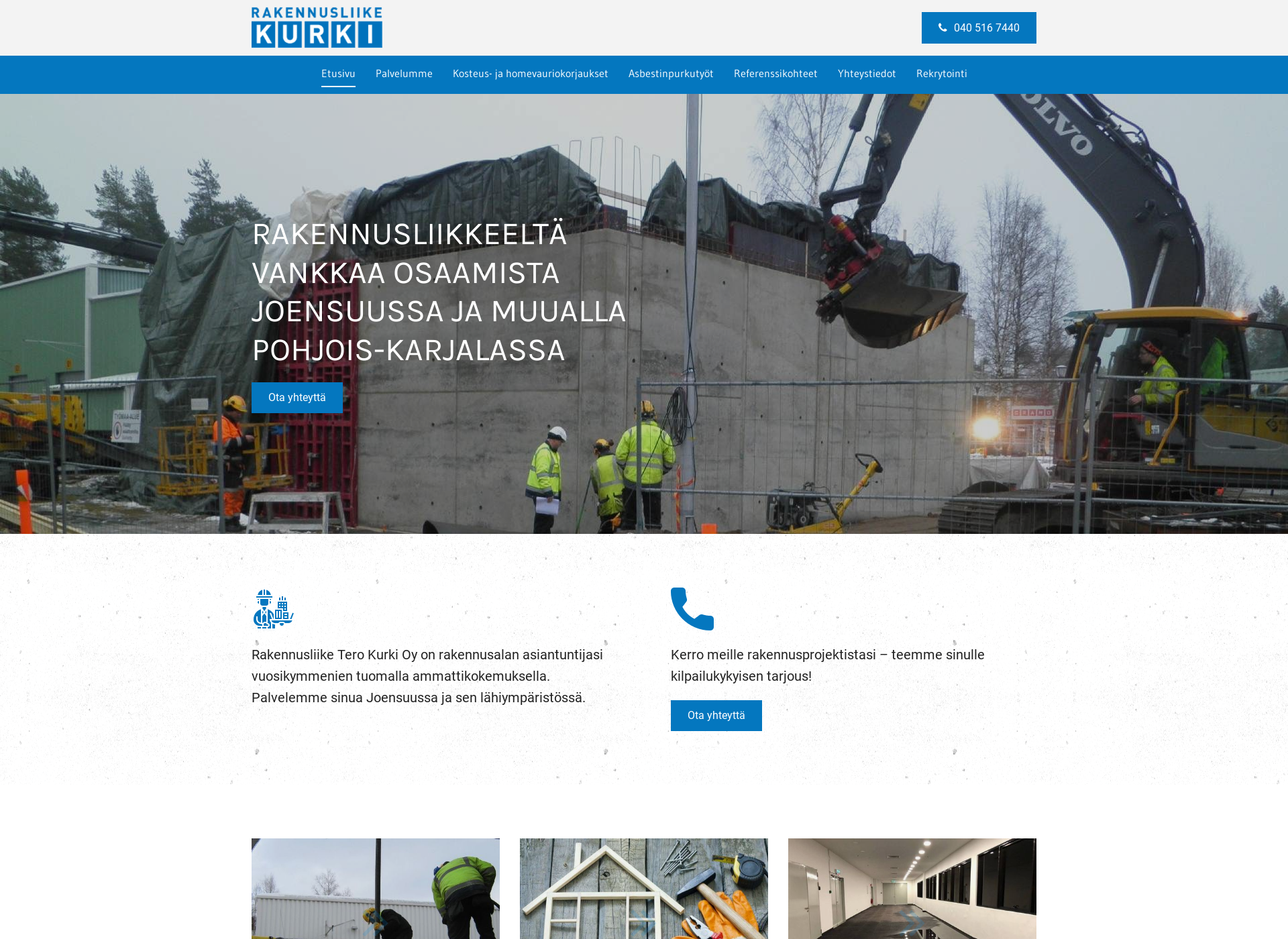Skärmdump för rakennusliikekurki.fi
