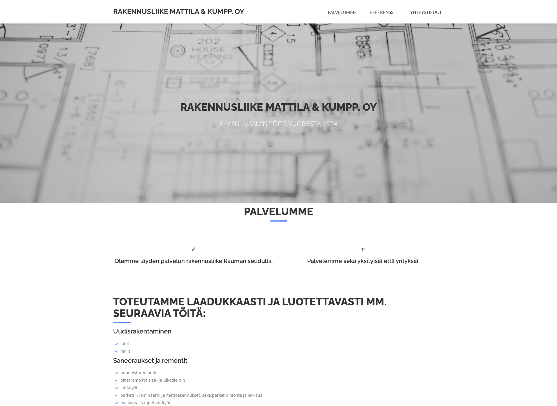 Skärmdump för rakennusliikemattila.fi