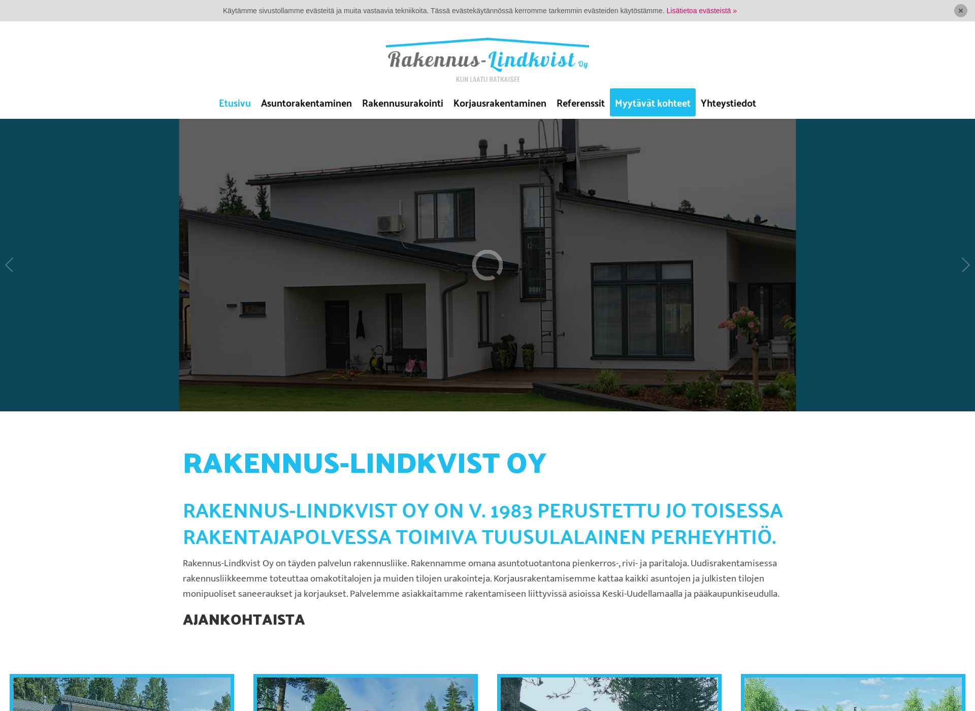 Skärmdump för rakennuslindkvist.fi