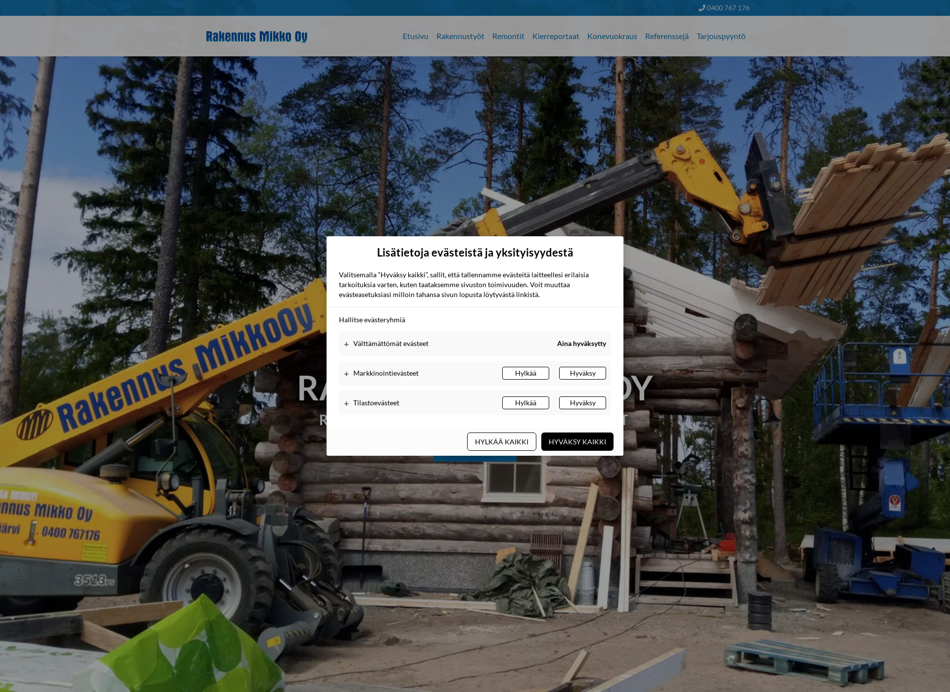Skärmdump för rakennusmikko.fi