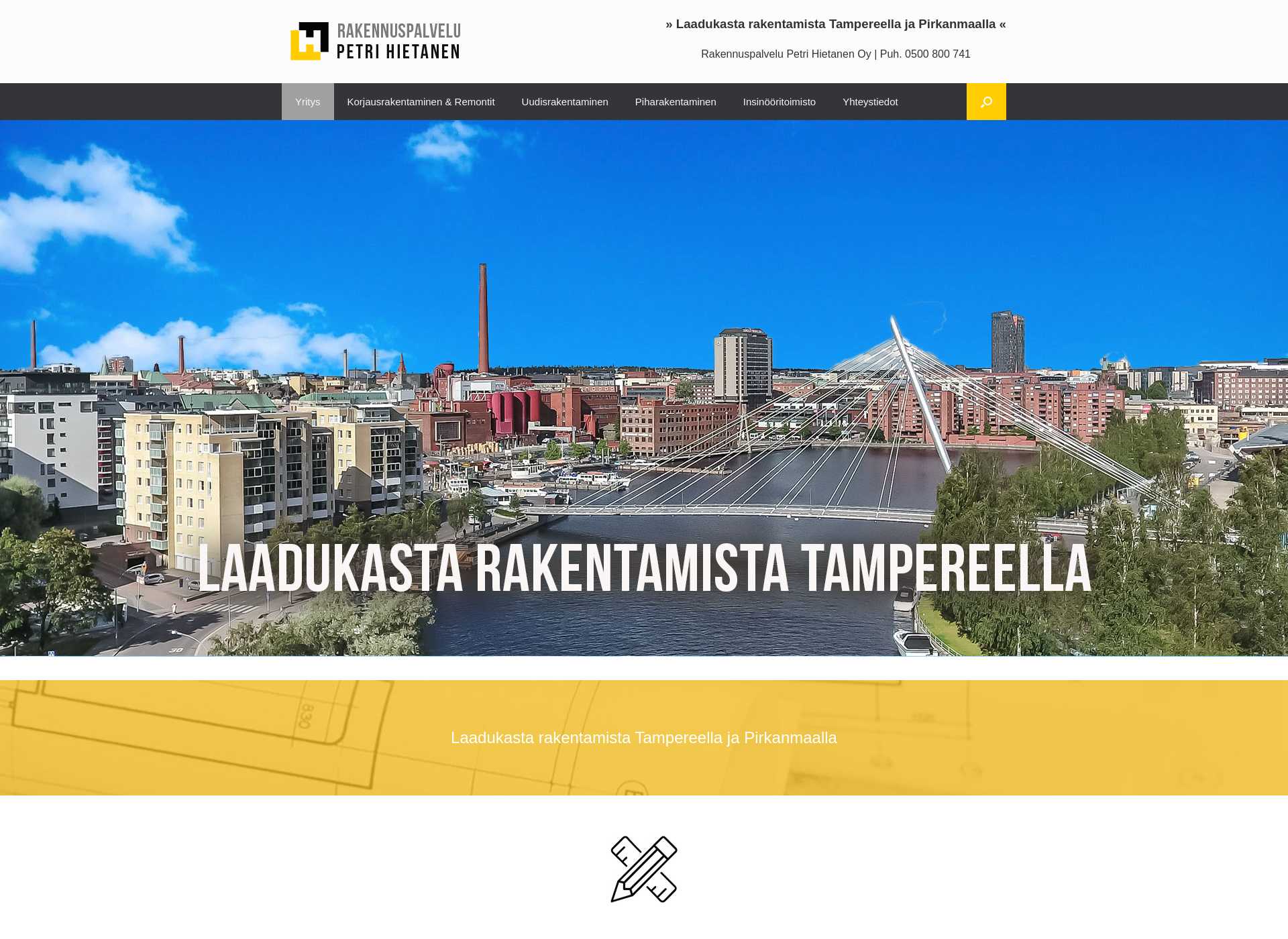 Skärmdump för rakennuspalveluhietanen.fi