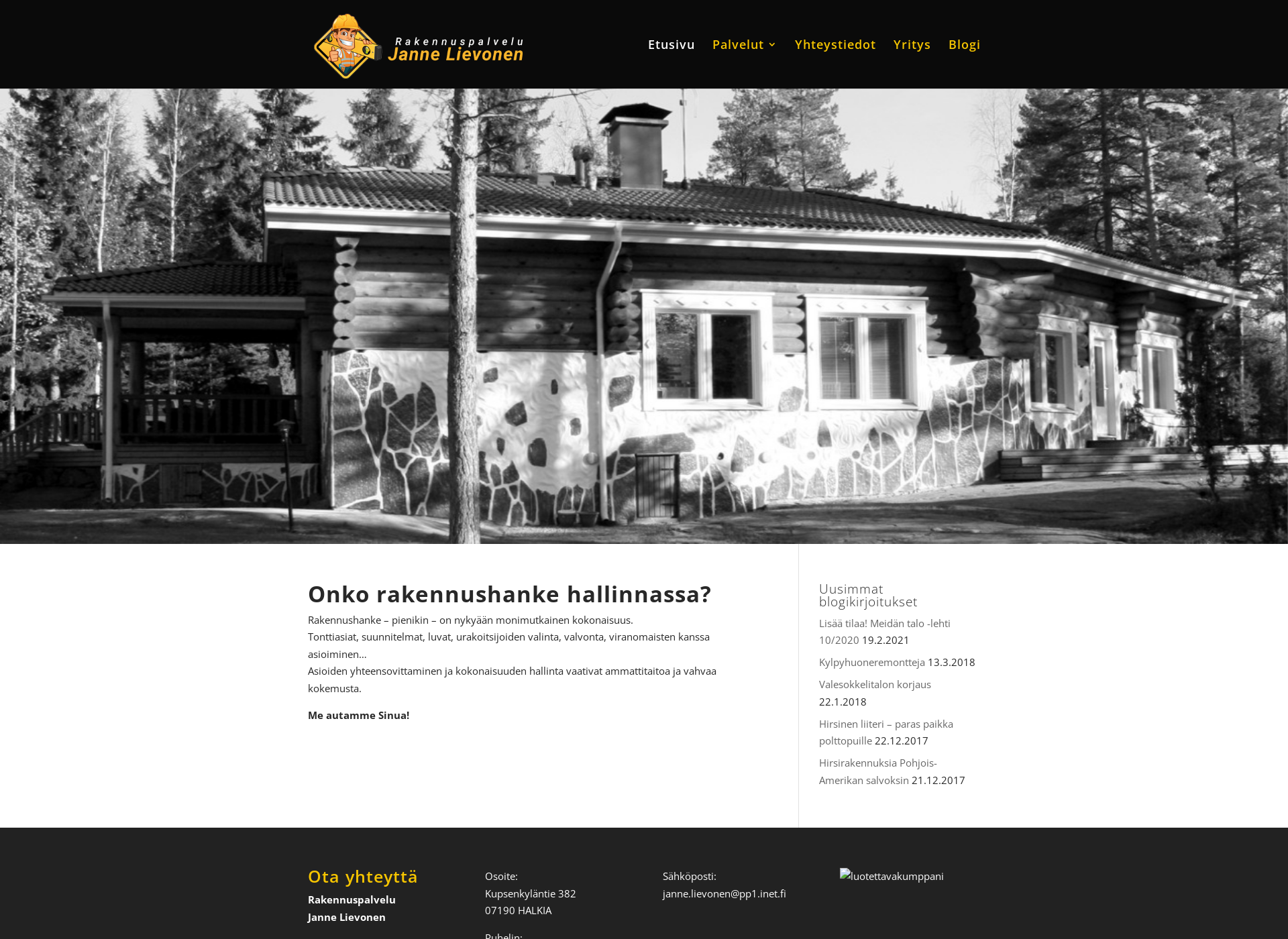 Screenshot for rakennuspalvelulievonen.fi