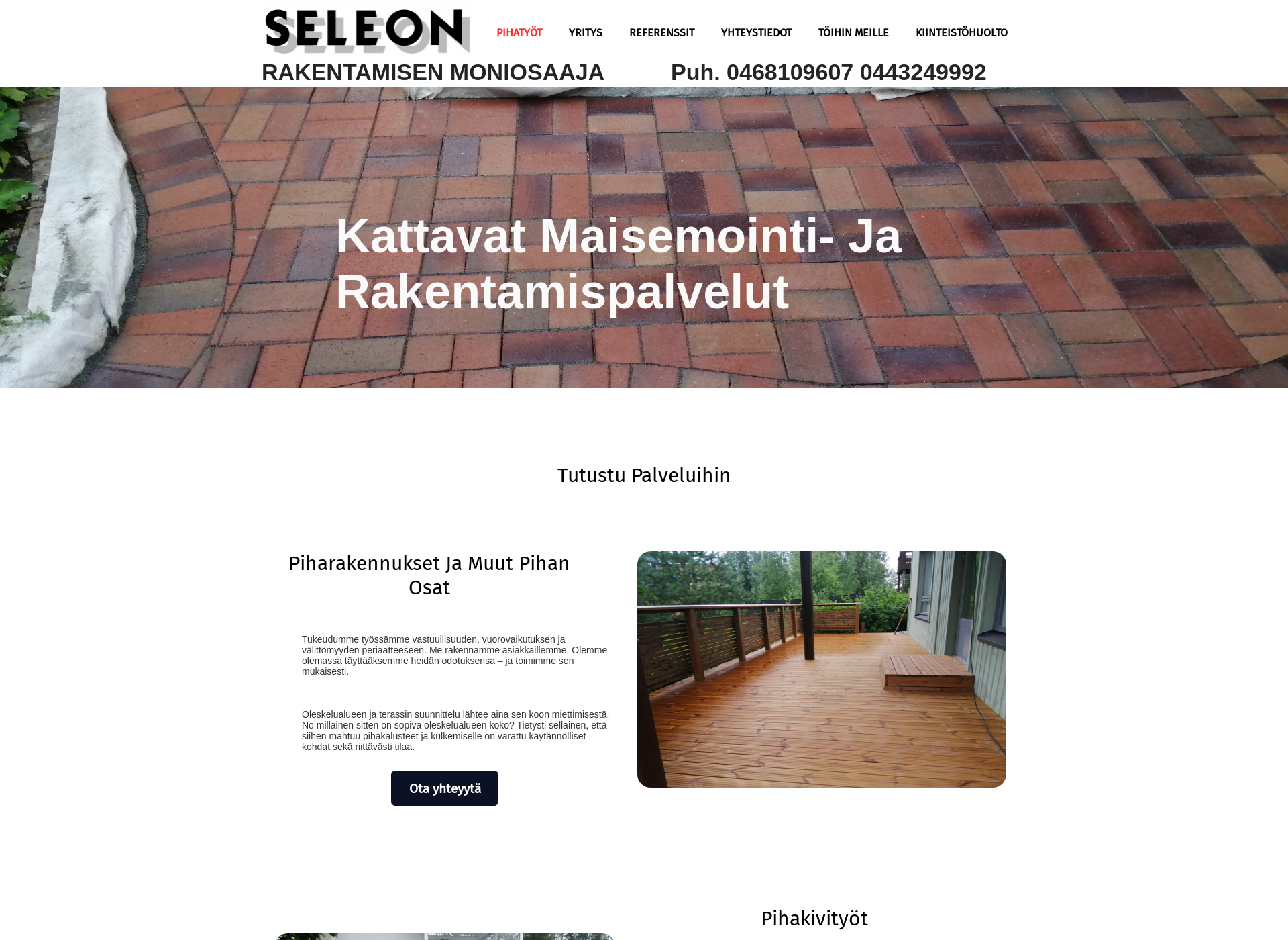 Skärmdump för rakennuspalveluseleon.fi