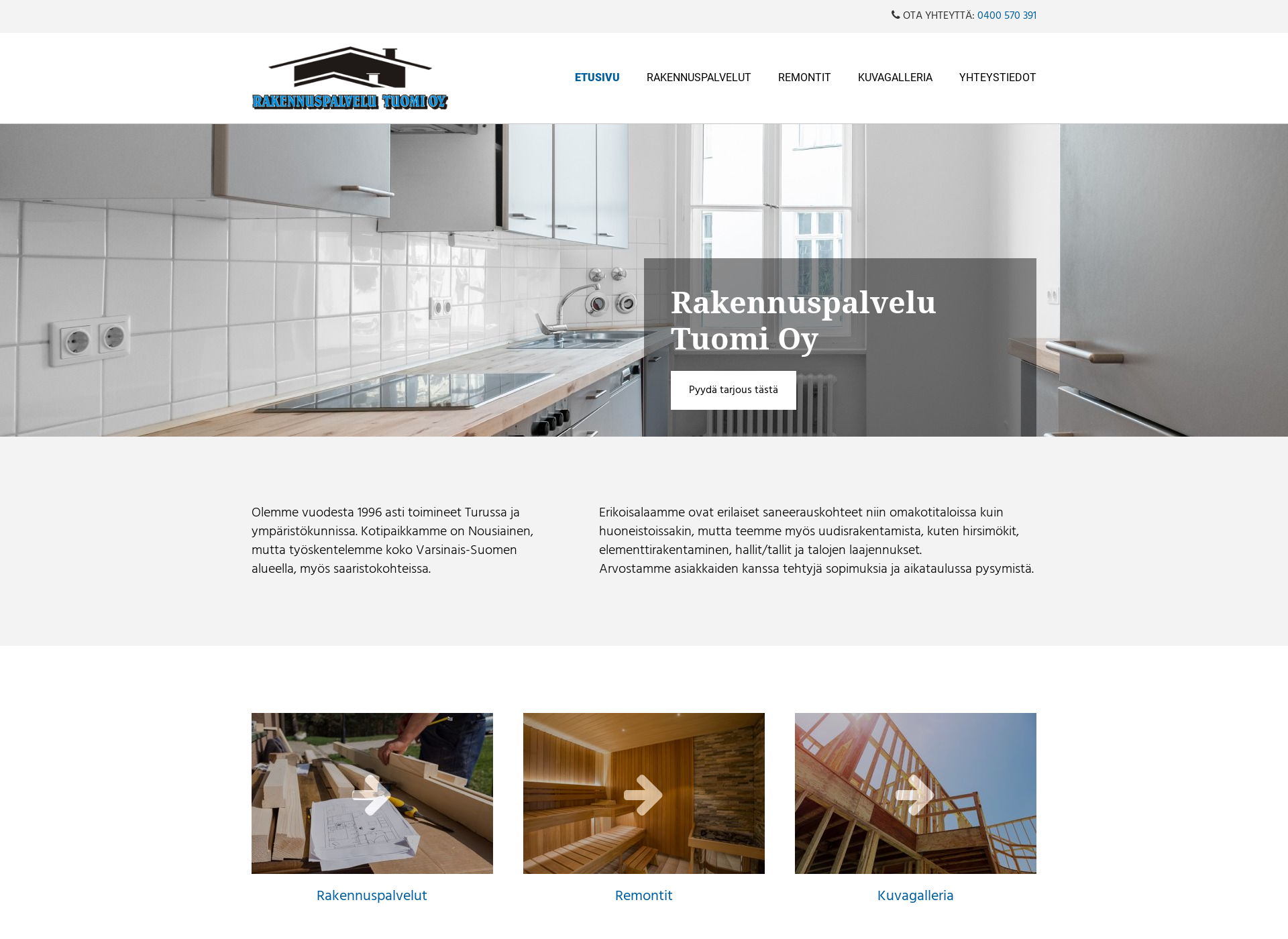 Skärmdump för rakennuspalvelutuomi.fi