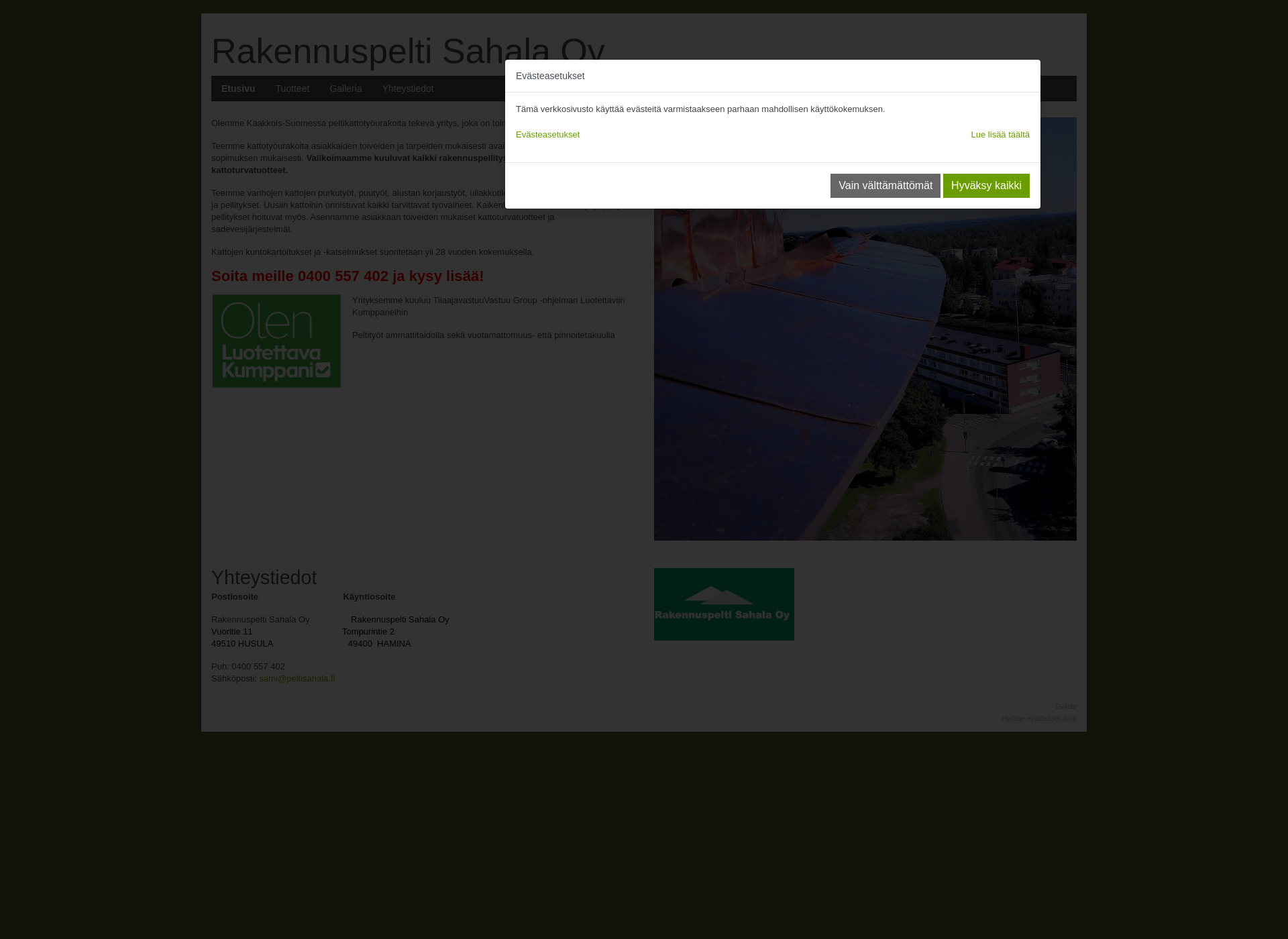 Screenshot for rakennuspeltisahala.fi