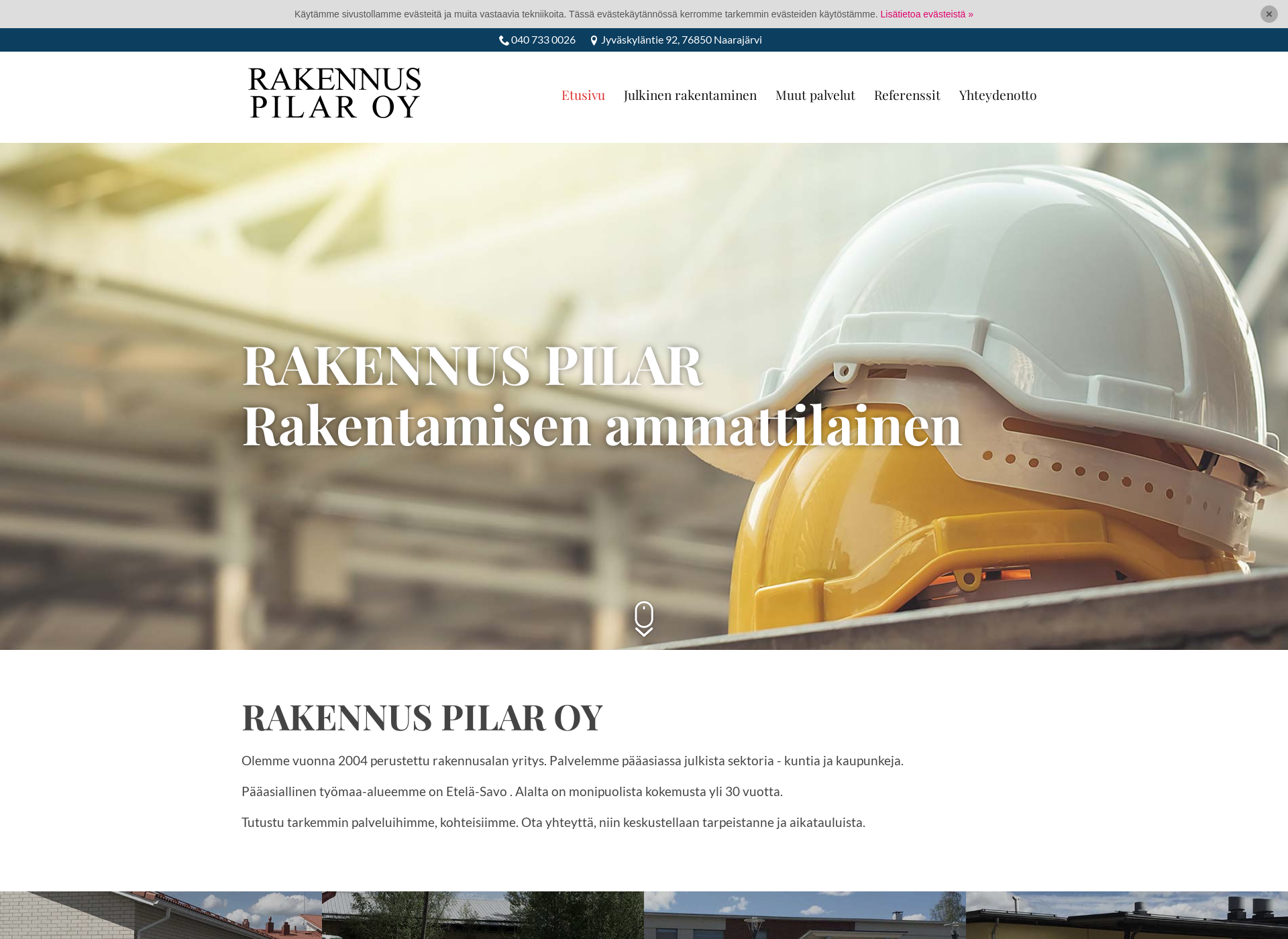 Skärmdump för rakennuspilar.fi