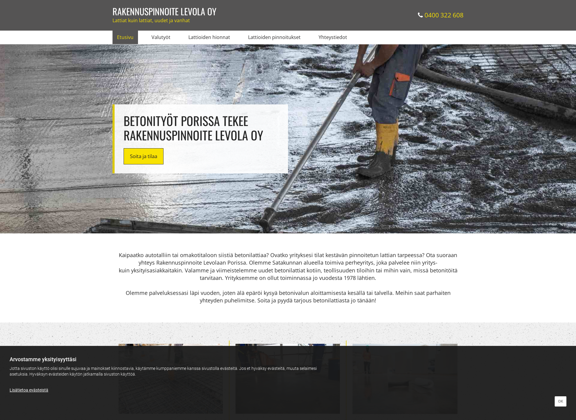 Screenshot for rakennuspinnoitelevola.fi