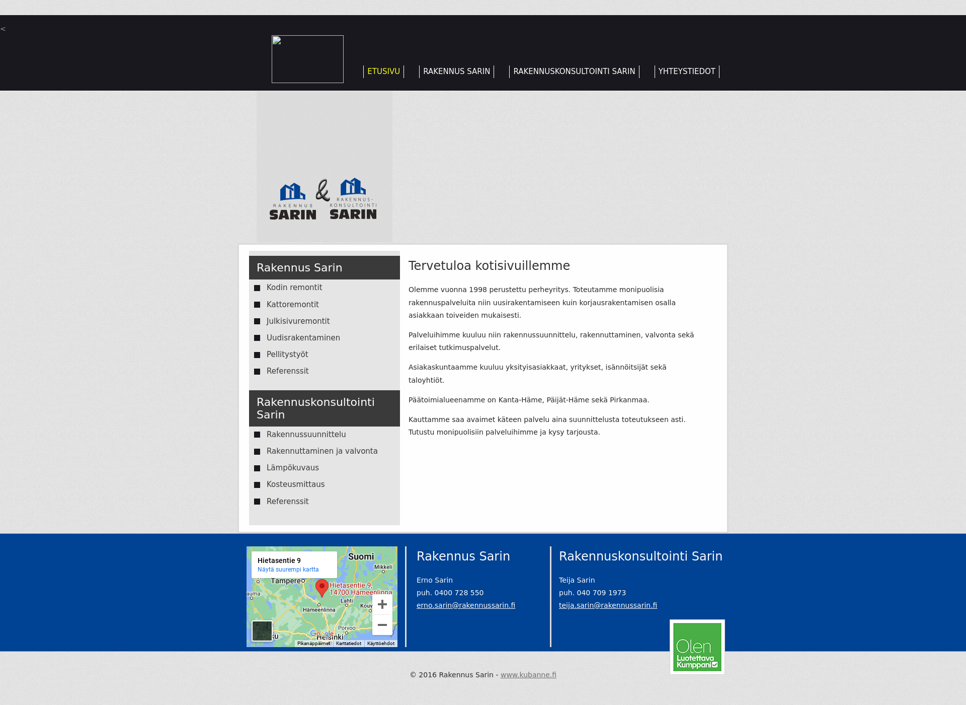 Screenshot for rakennussarin.fi
