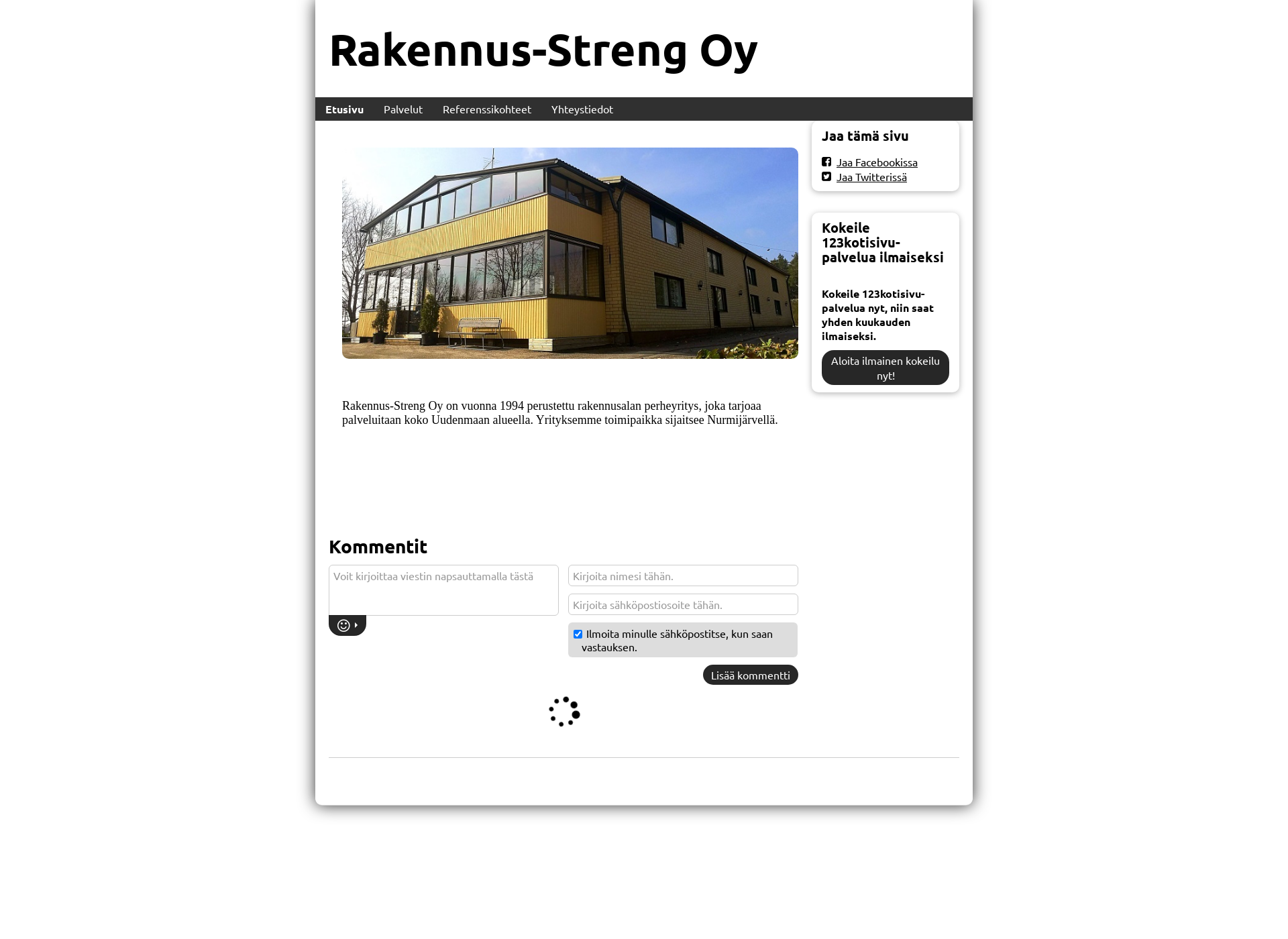 Screenshot for rakennusstreng.fi