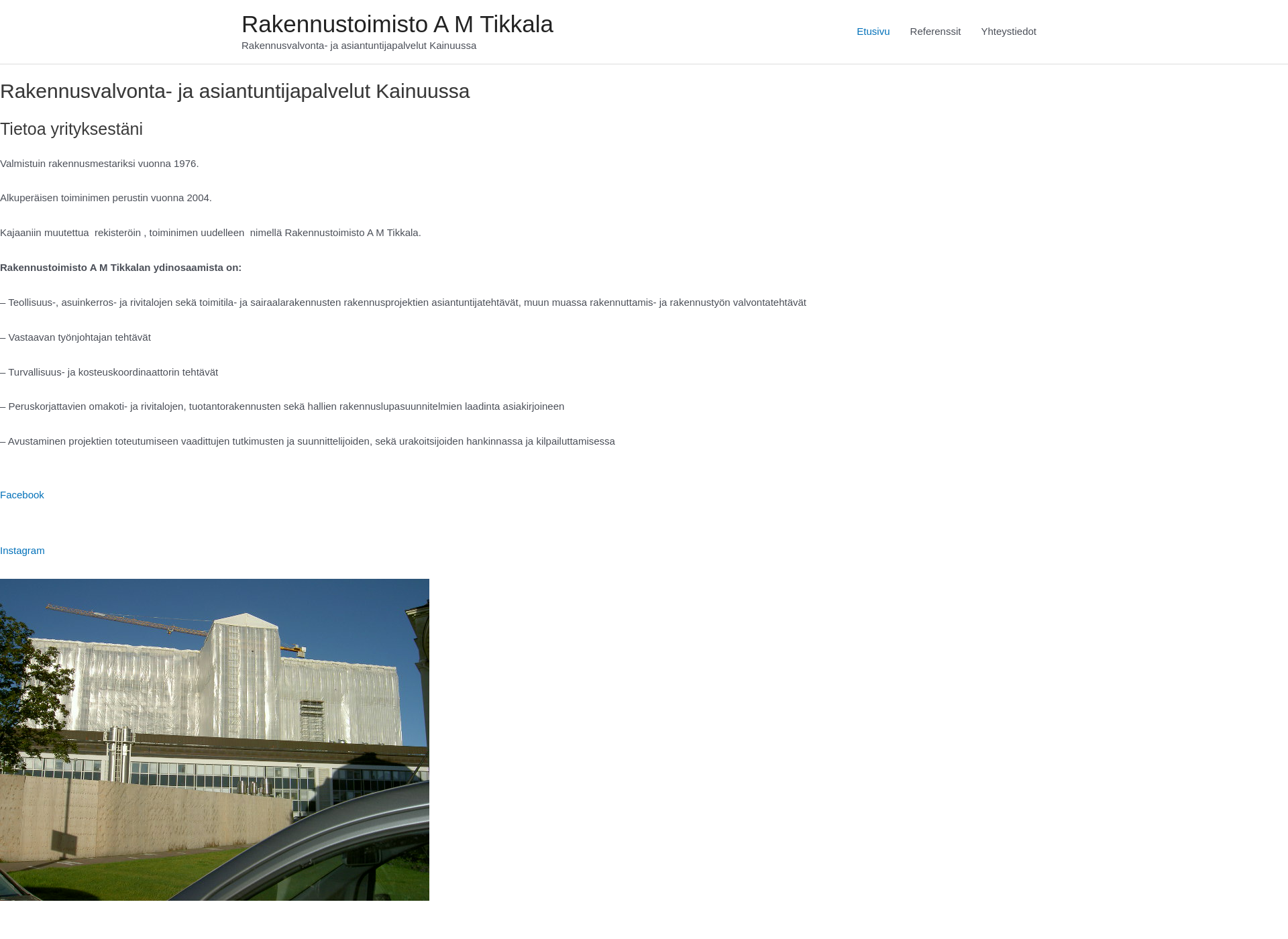 Skärmdump för rakennustoimistotikkala.fi