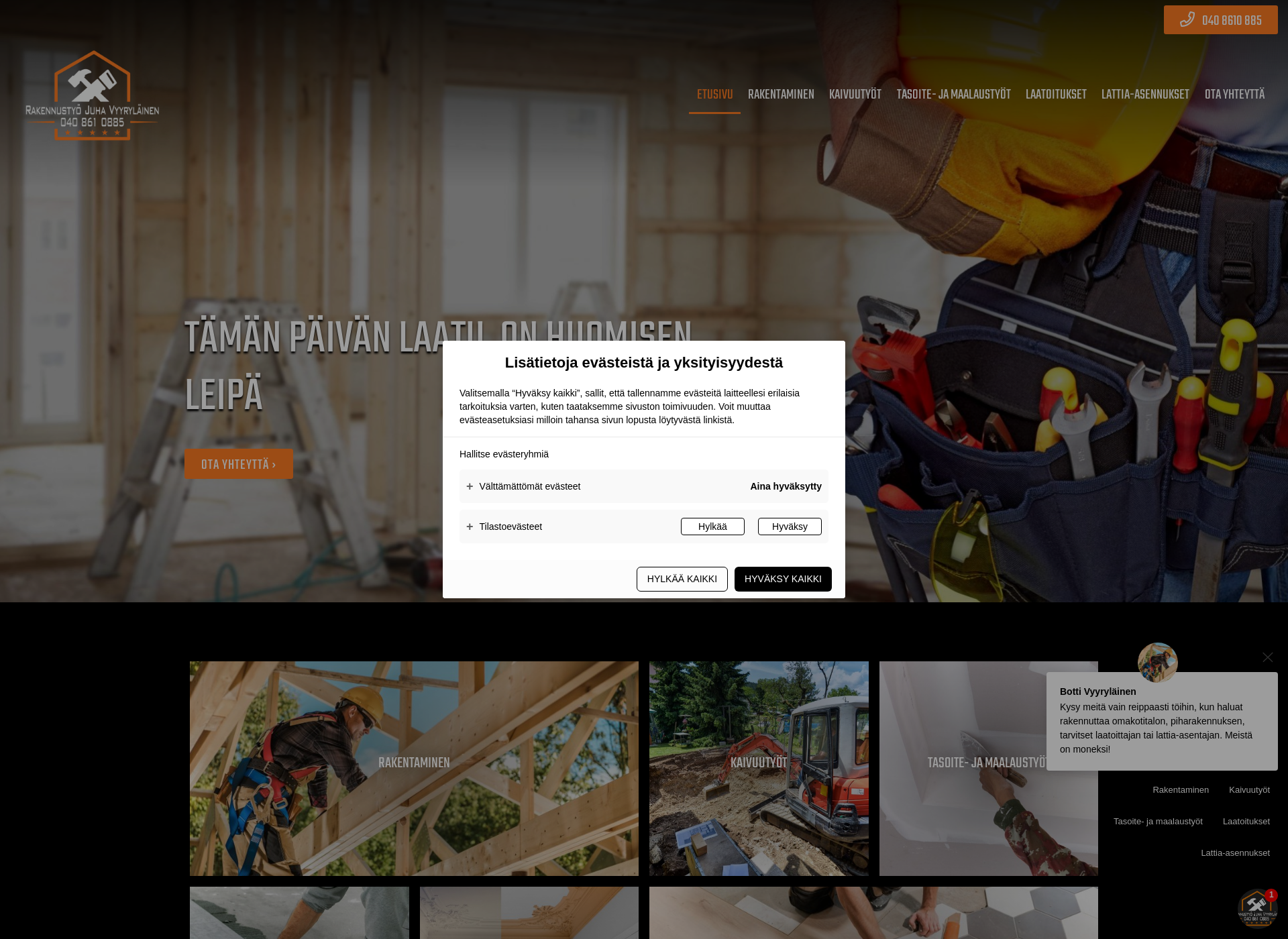 Screenshot for rakennustyojuhavyyrylainen.fi
