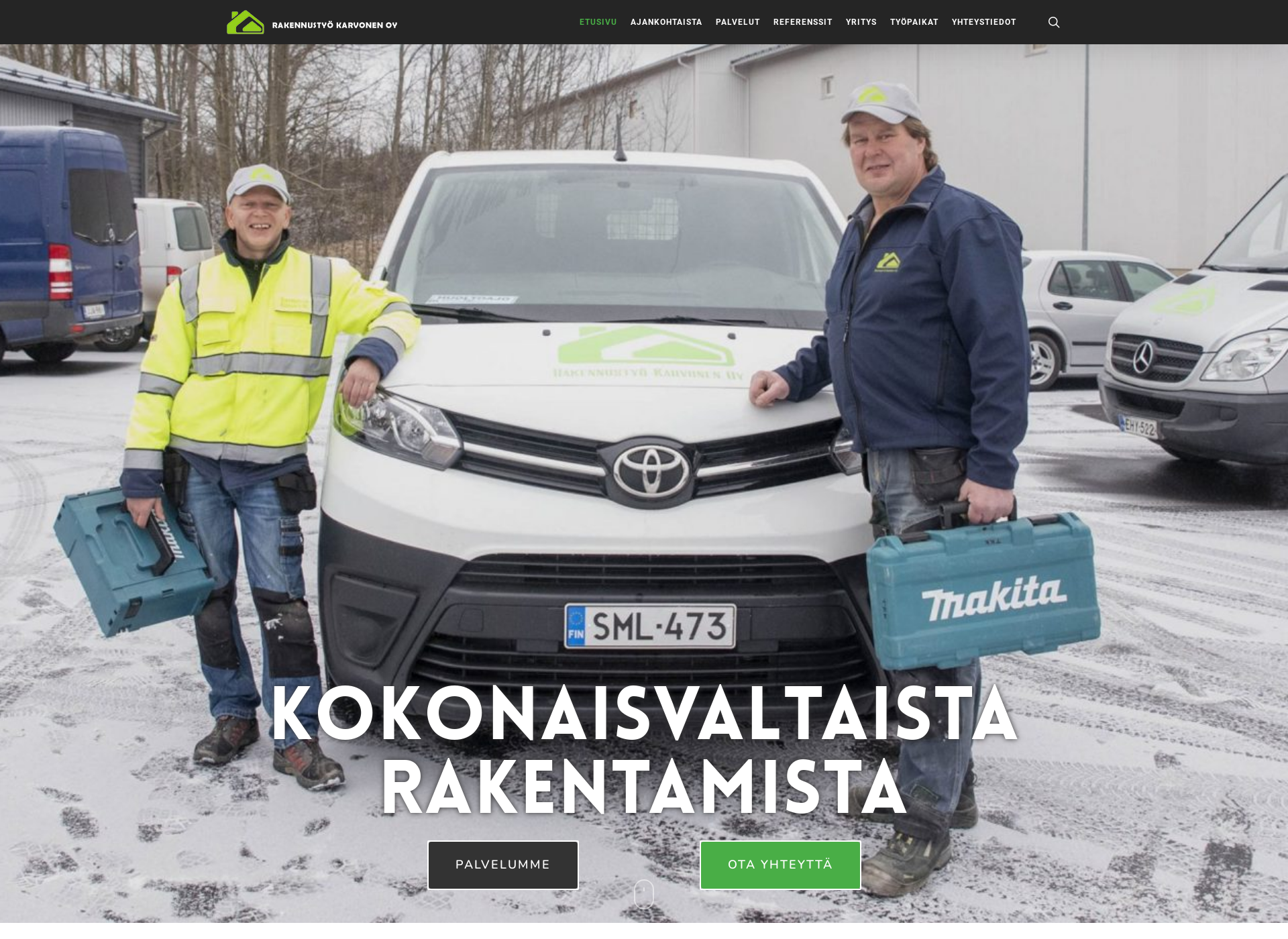 Skärmdump för rakennustyokarvonen.fi