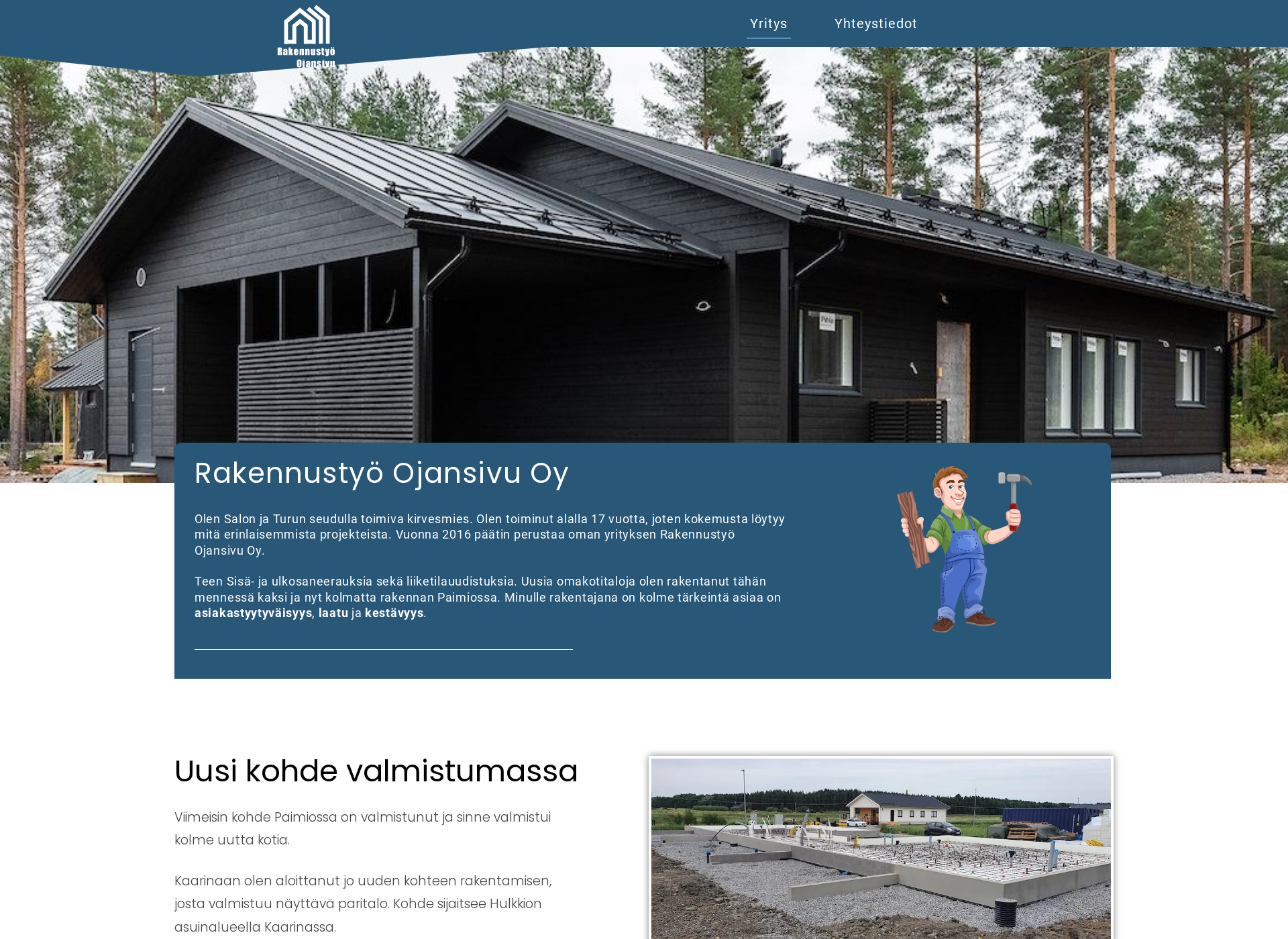 Skärmdump för rakennustyoojansivu.fi
