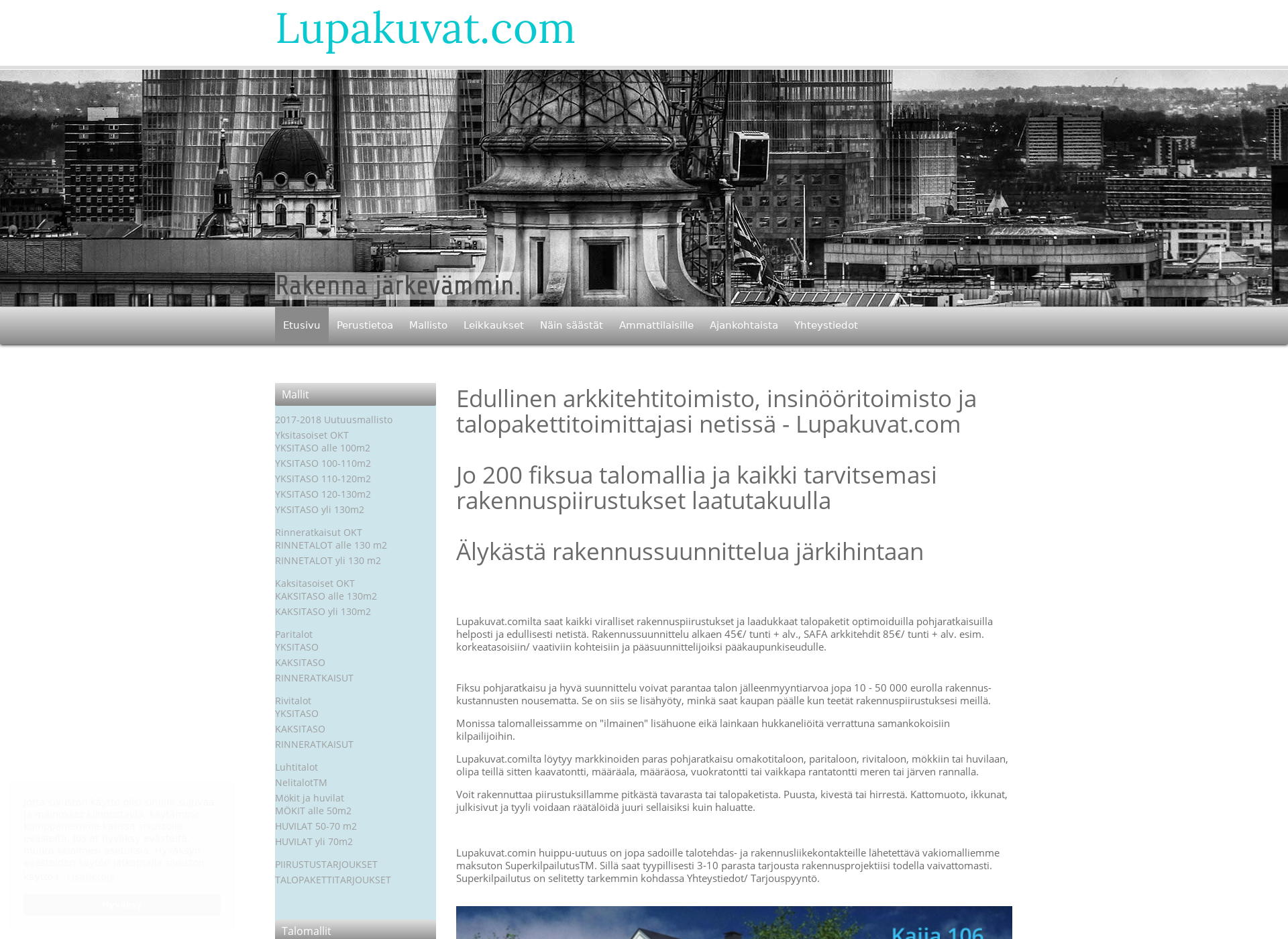 Skärmdump för rakennusvertailu.fi