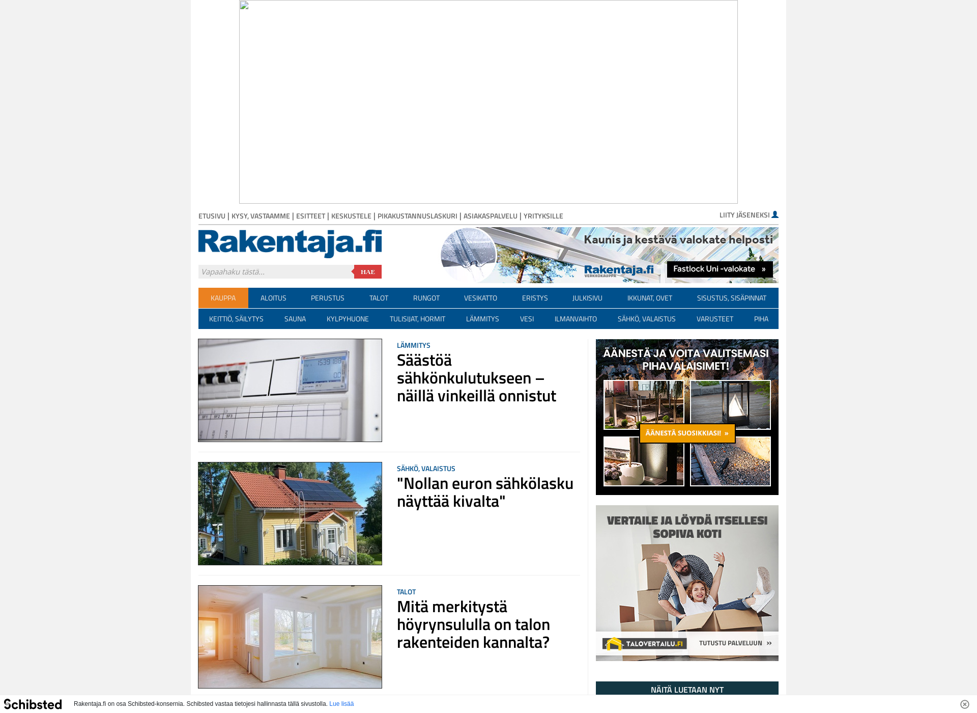 Skärmdump för rakentaja.fi