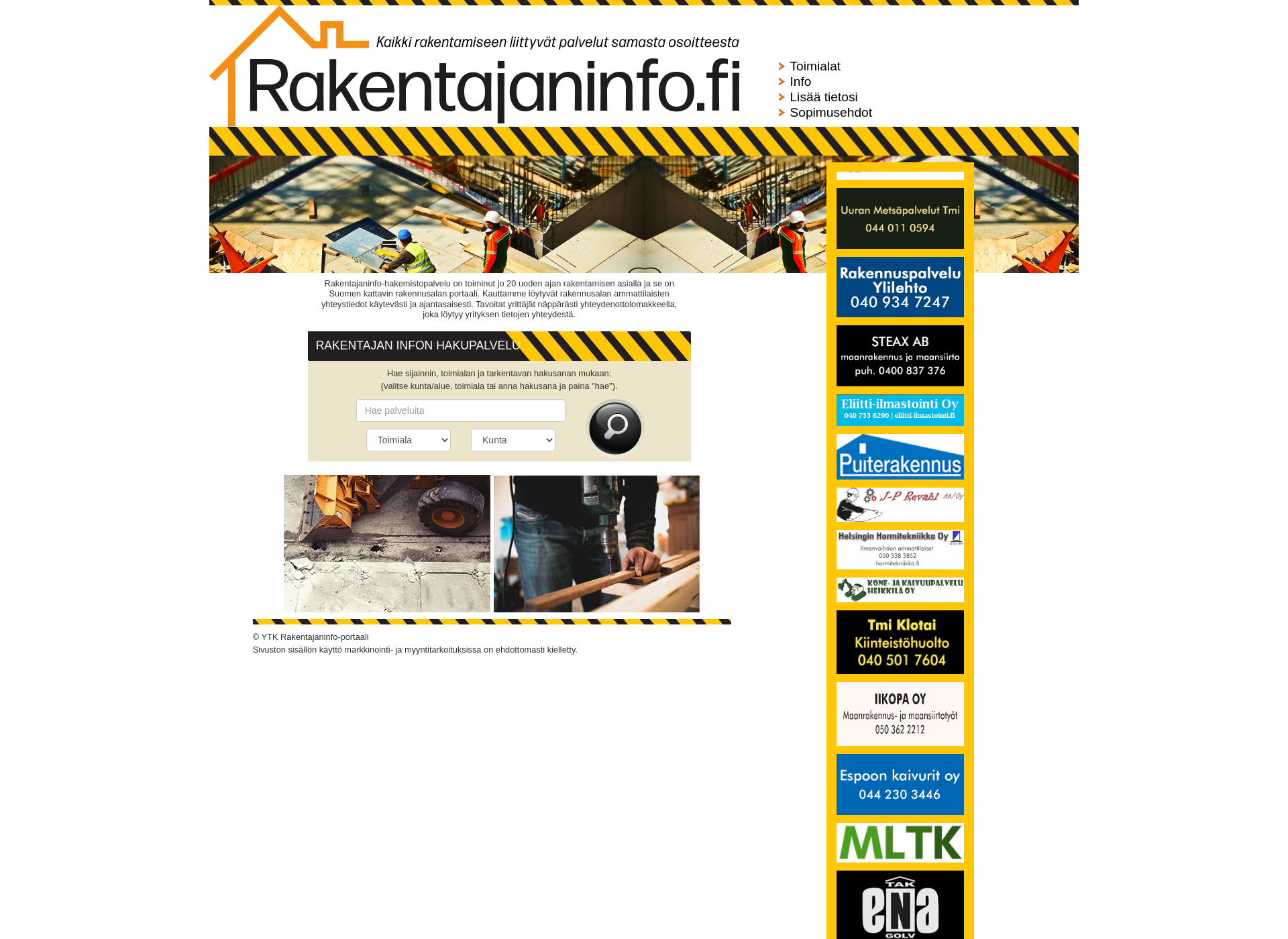 Skärmdump för rakentajaninfo.fi