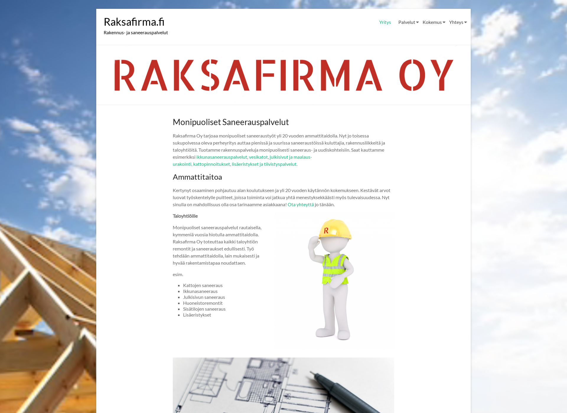 Skärmdump för raksafirma.fi