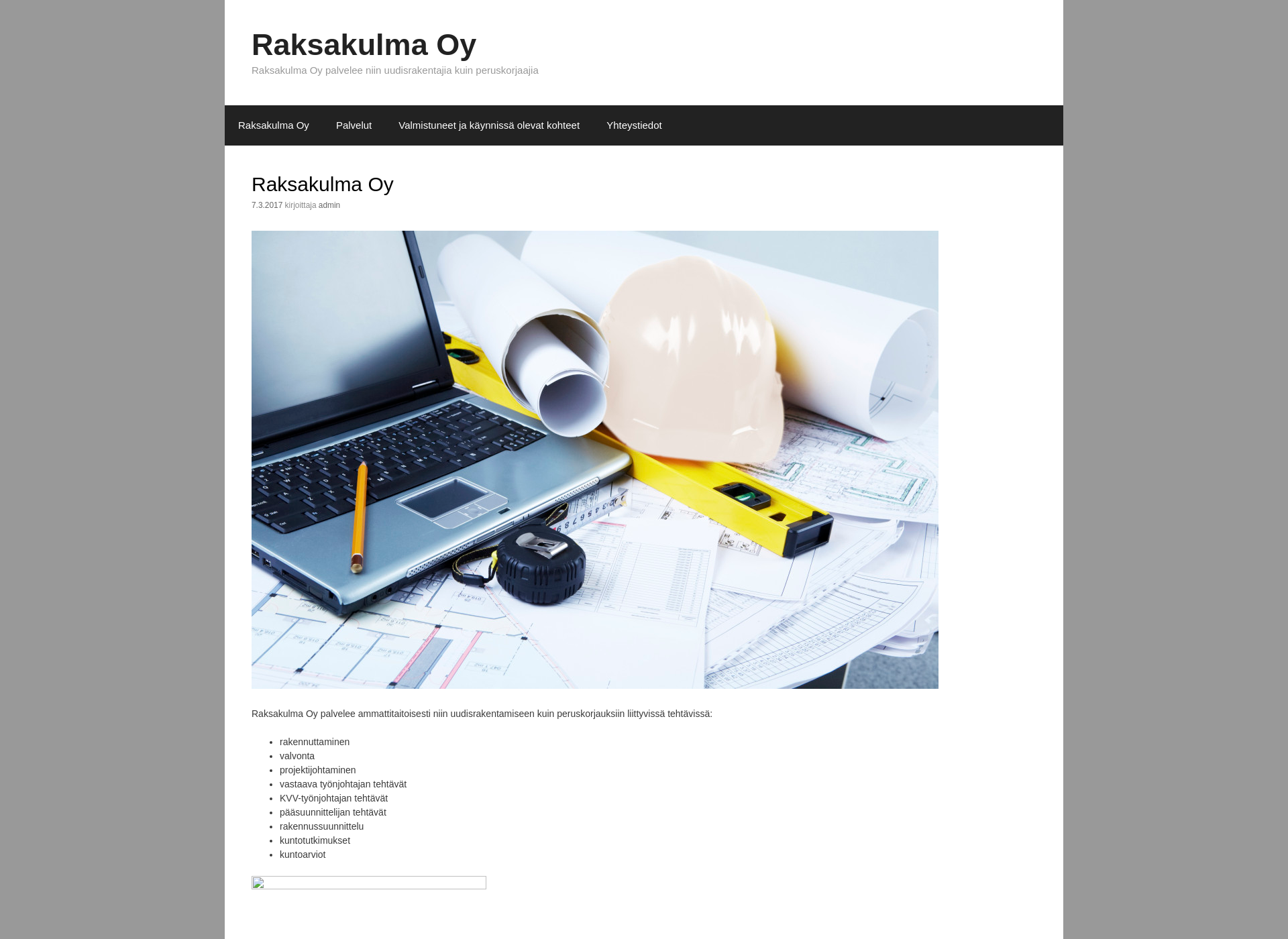 Skärmdump för raksakulma.fi