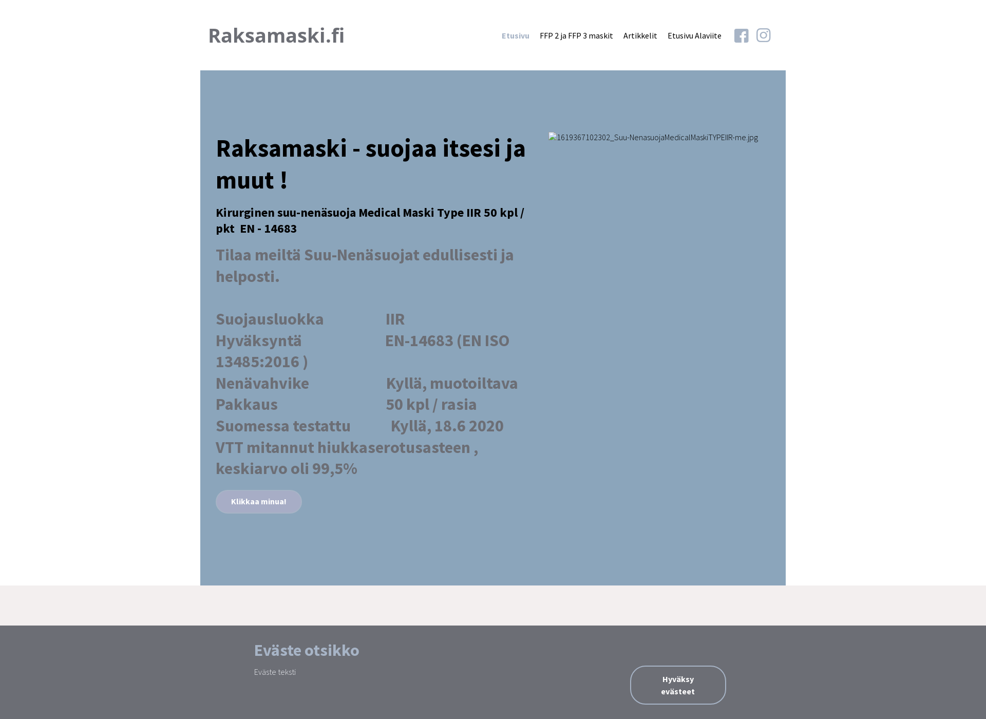 Skärmdump för raksamaski.fi