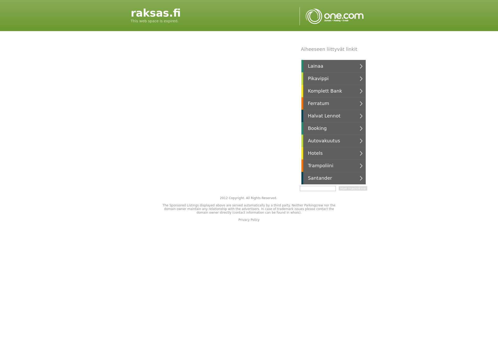 Skärmdump för raksas.fi
